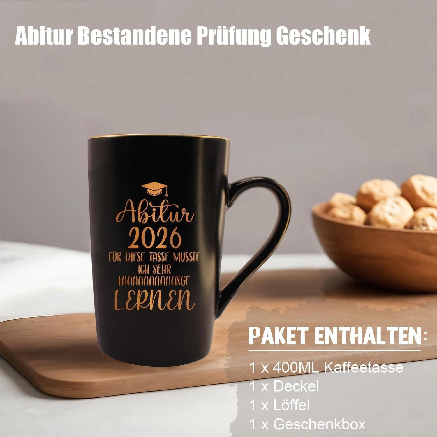 LuxusKollektion Tasse Abitur Tasse 2026 Schwarz 400ml, Keramik