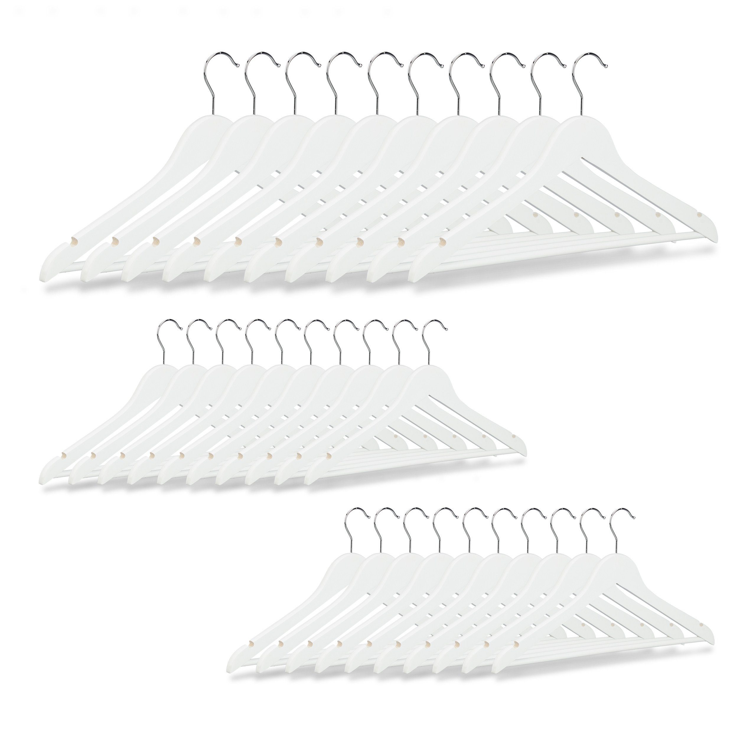relaxdays Kleiderbügel Holz 30er Set, weiß günstig online kaufen