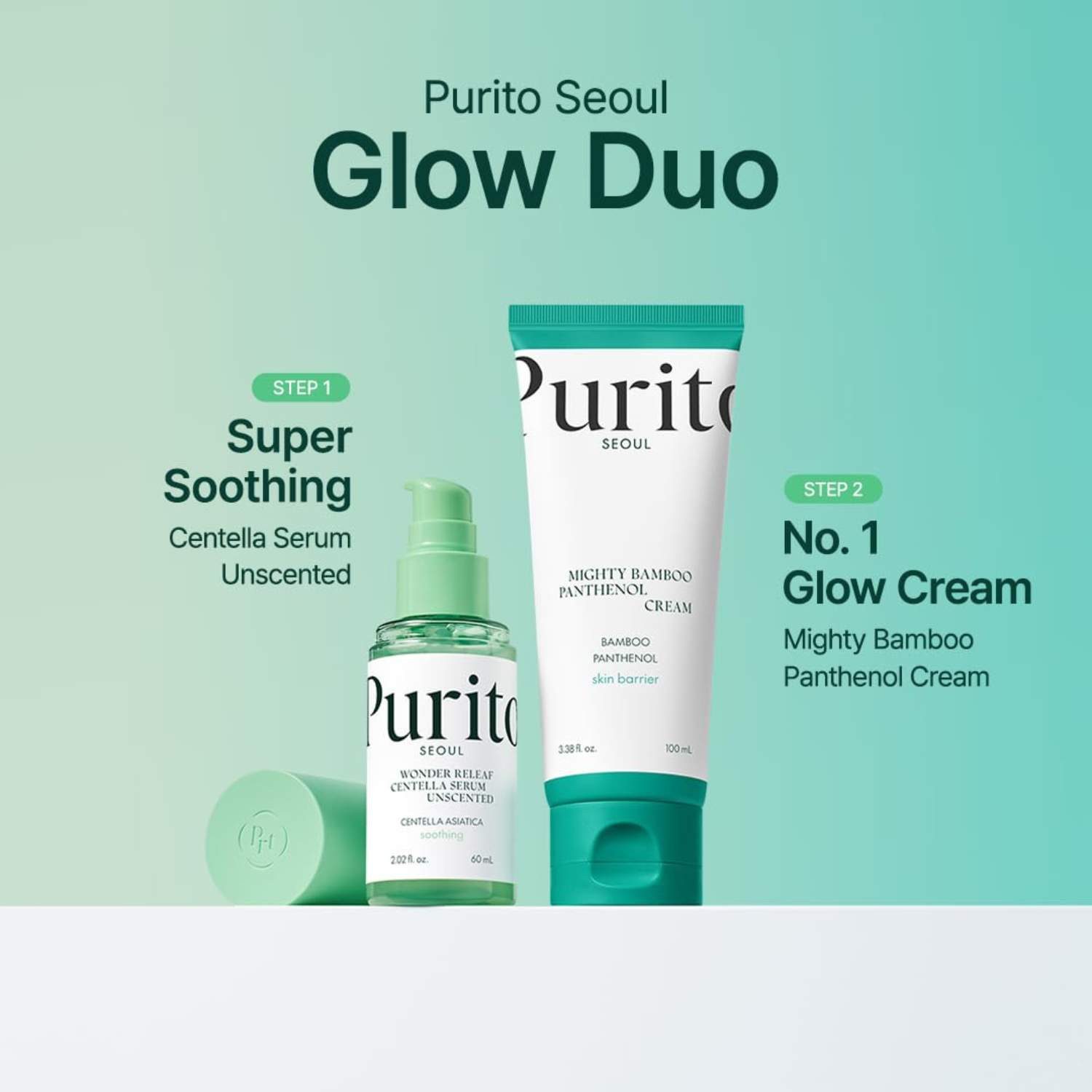 Purito Seoul Hautpflege-Set Skin Barrier Duo – Centella Serum 60ml & Bamboo Panthenol Cream 100ml beruhigendes, duftfreies K-Beauty Pflegeset für empfindliche Haut mit, Centella, Panthenol & Niacinamid zur Stärkung der Hautbarriere