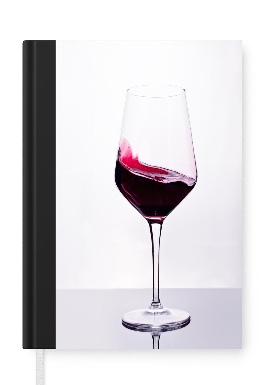 MuchoWow Notizbuch Studioaufnahme eines Glases Rotwein, Journal, Merkzettel, Tagebuch, Notizheft, A5, 98 Seiten, Haushaltsbuch