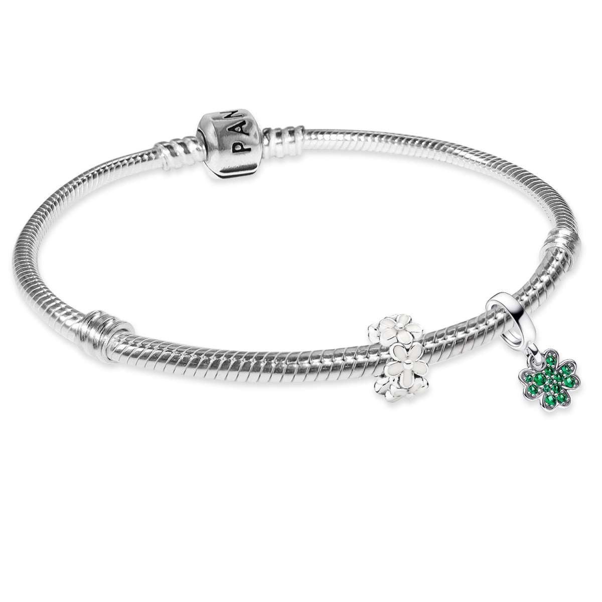 Pandora Silberarmband 68629, Damenarmband Silber Starter-Set Glücksbringer Bundle