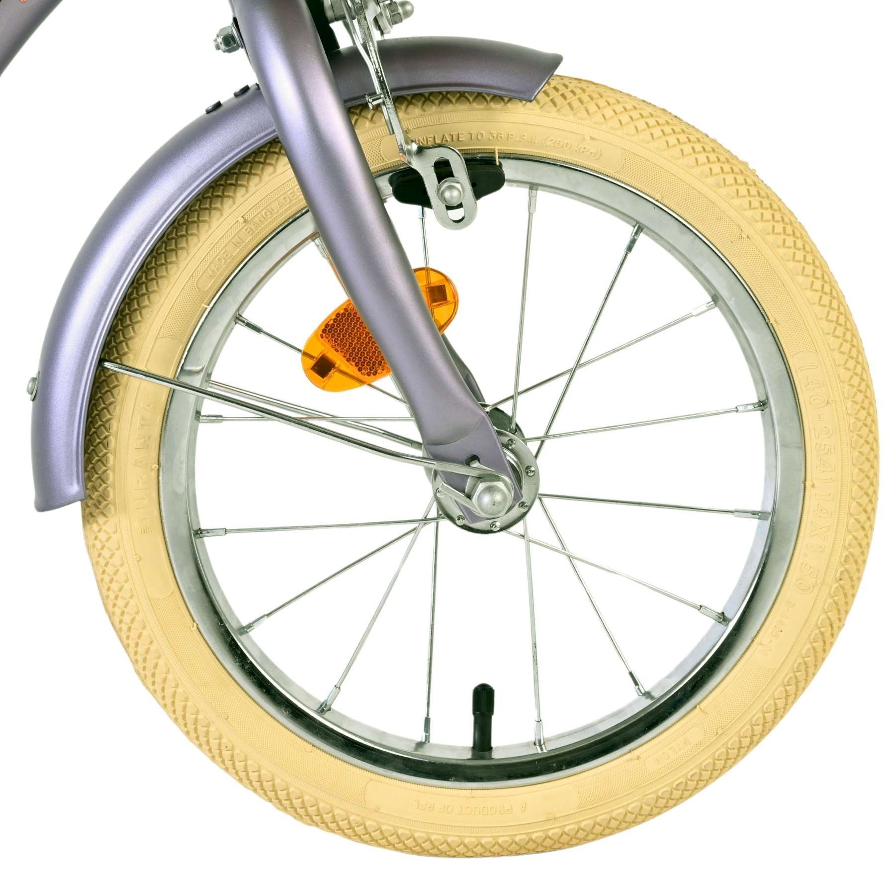 Volare Kinderfahrrad Blossom Kinderfahrrad - Mädchen - 14 Zoll - Lila - Zwei Handbremsen, 6 kg