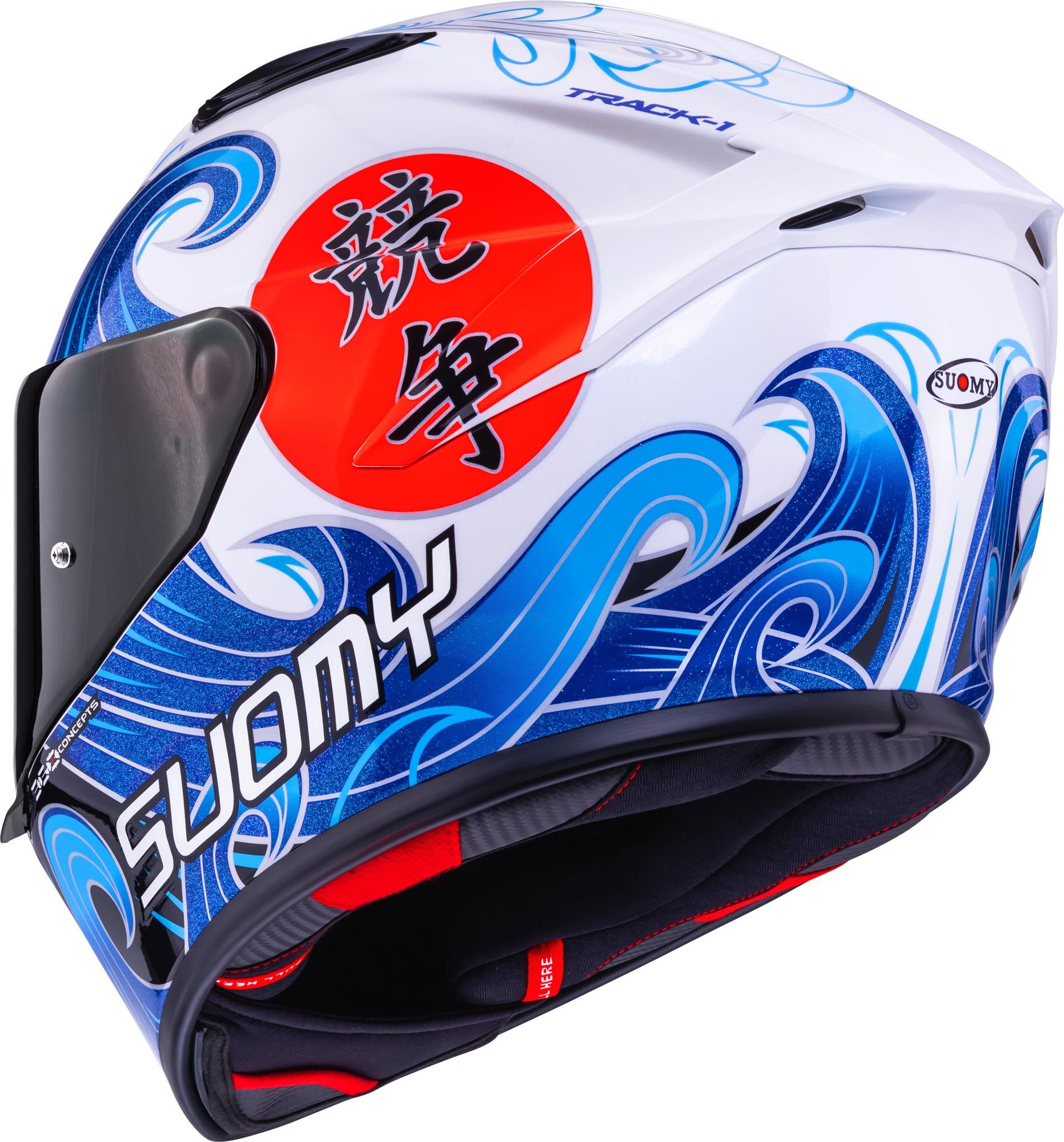 Suomy Motorradhelm Track-1 Waves Helm, antifog beschichtet,Notfallsystem-Polsterung (EQRS),geeignet für