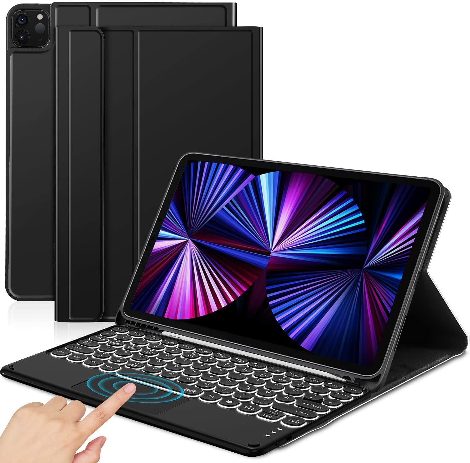 IVSO »Tablet Tastatur Hülle Kompatibel mit 11" iPad Pro 2021/2020/2018 & iPad  Air 4,« Tablet-Tastatur (QWERTZ Kabellose Beleuchtete Bluetooth iPad Air  2020 Tastatur Schützhülle mit Touchpad/Pencil Halter) online kaufen | OTTO