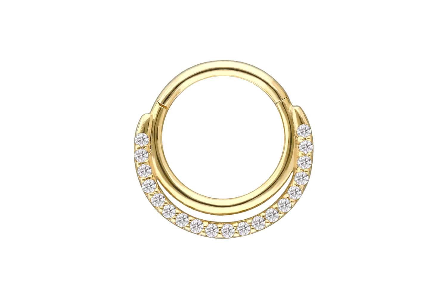 Nasenpiercing 18 Karat Gold Segmentring Clicker EINGEFASSTE MOISSANITE + 2 RINGE