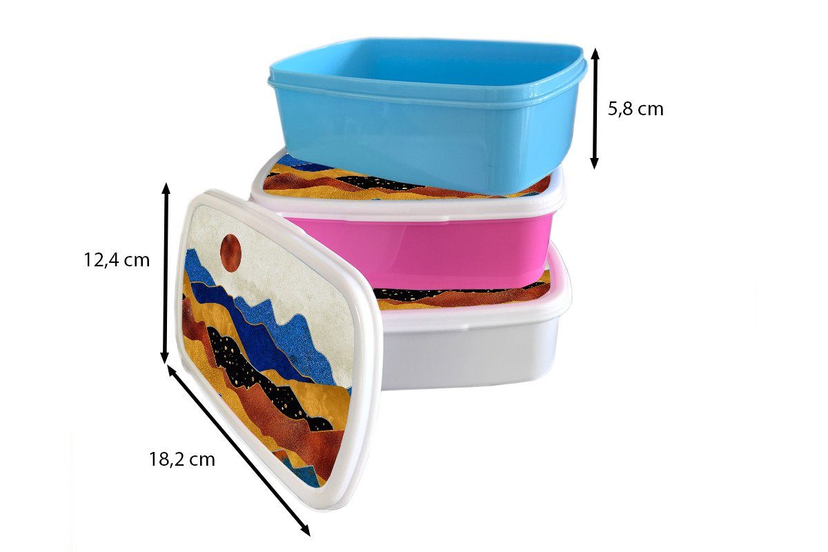 Mädchen, Kinder, Kunststoff Erwachsene, Kunststoff, Snackbox, Gold MuchoWow Lunchbox Marmor - rosa Brotbox Brotdose - für Blau, (2-tlg),