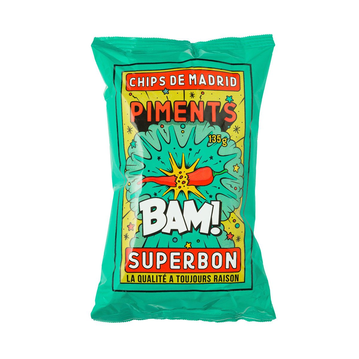 Superbon Knabberei, Superbon Chips Piments Kartoffelchips scharf würzig knusprig 135g