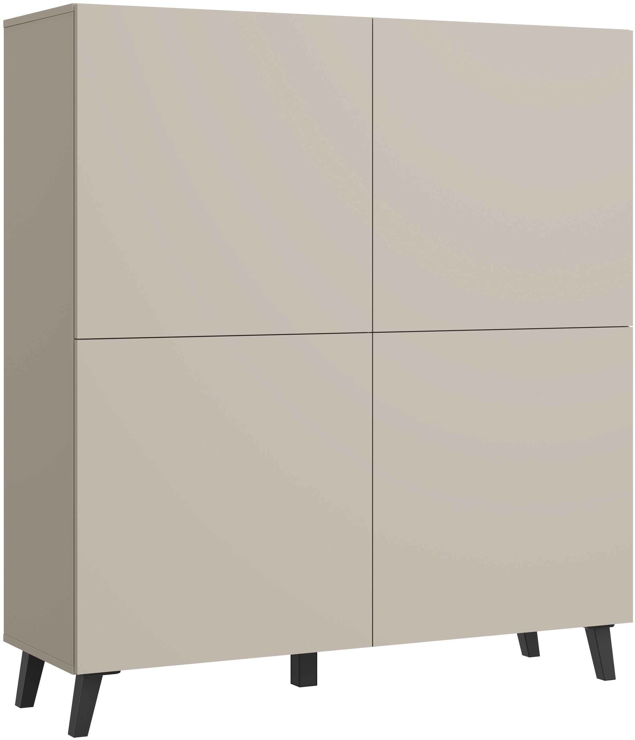 Home affaire Highboard HIGHBOARD PHUKET II, Stilvolle, grifflose Hochkommode, Breite 120cm, Mit 4 Türen und 8 Fächern und höhenverstellbaren Einlegeböden
