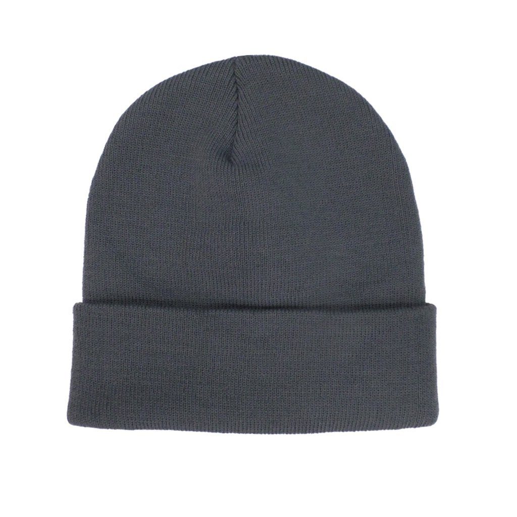 Beanie (1-St) LOVE goldmarie PEACE MOIN Mütze dunkelgrau Feinstrick