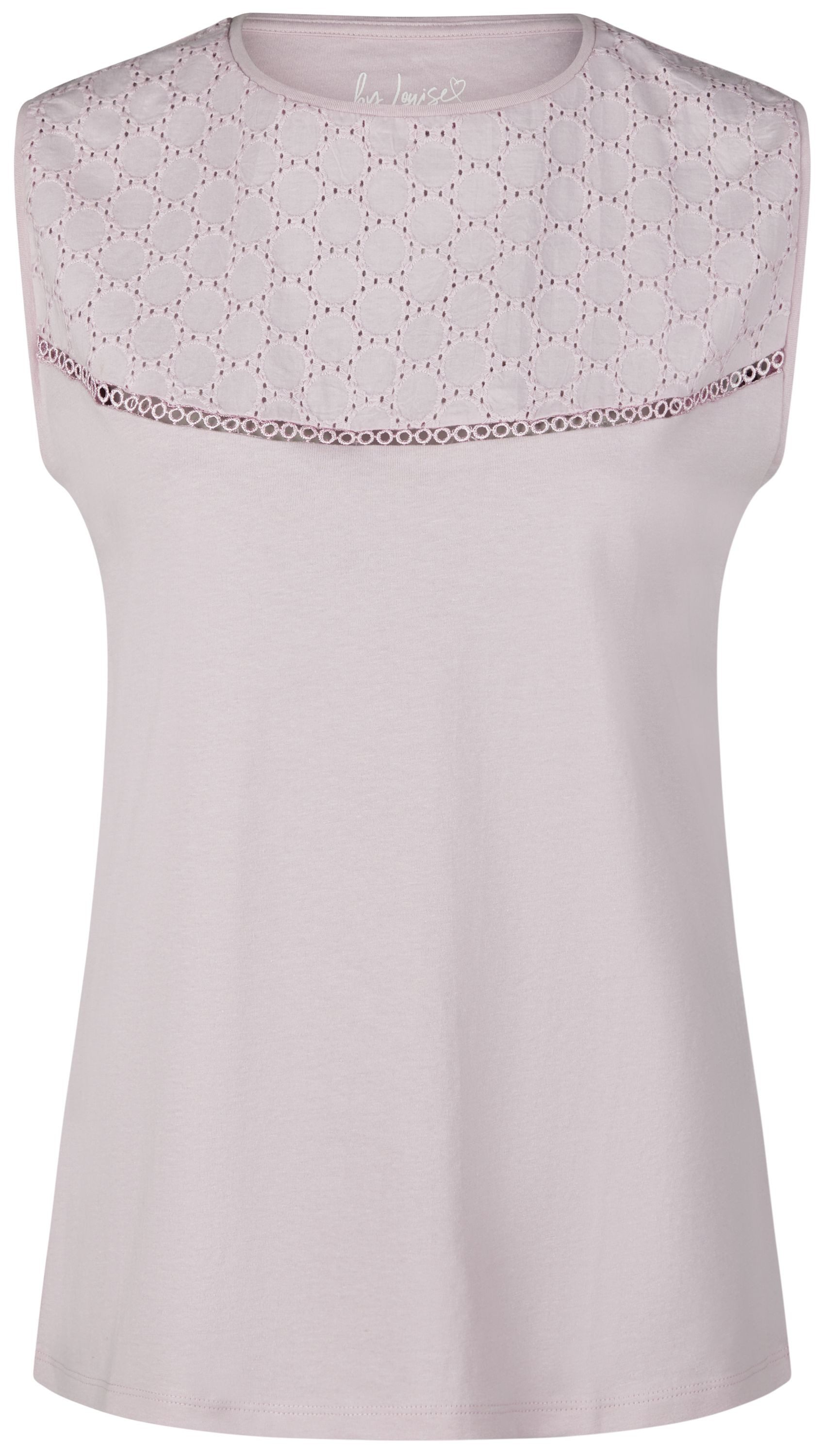 By Louise Pyjamaoberteil Lace Luxury (Packung, 1-tlg., 1-teilig) Damen Pyjamaoberteil Kurzarm Baumwolle Shirt Lochstickerei