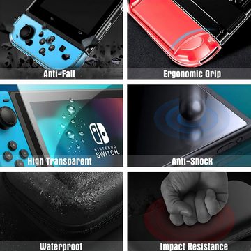 Sross Nintendo Switch-Tragetasche, 9-in-1-Beutel, Nintendo-Controller (Switch-Abdeckung Nintendo-Controller, HD Switch Displayschutzfolie für Nintendo Switch Konsolenzubehör)