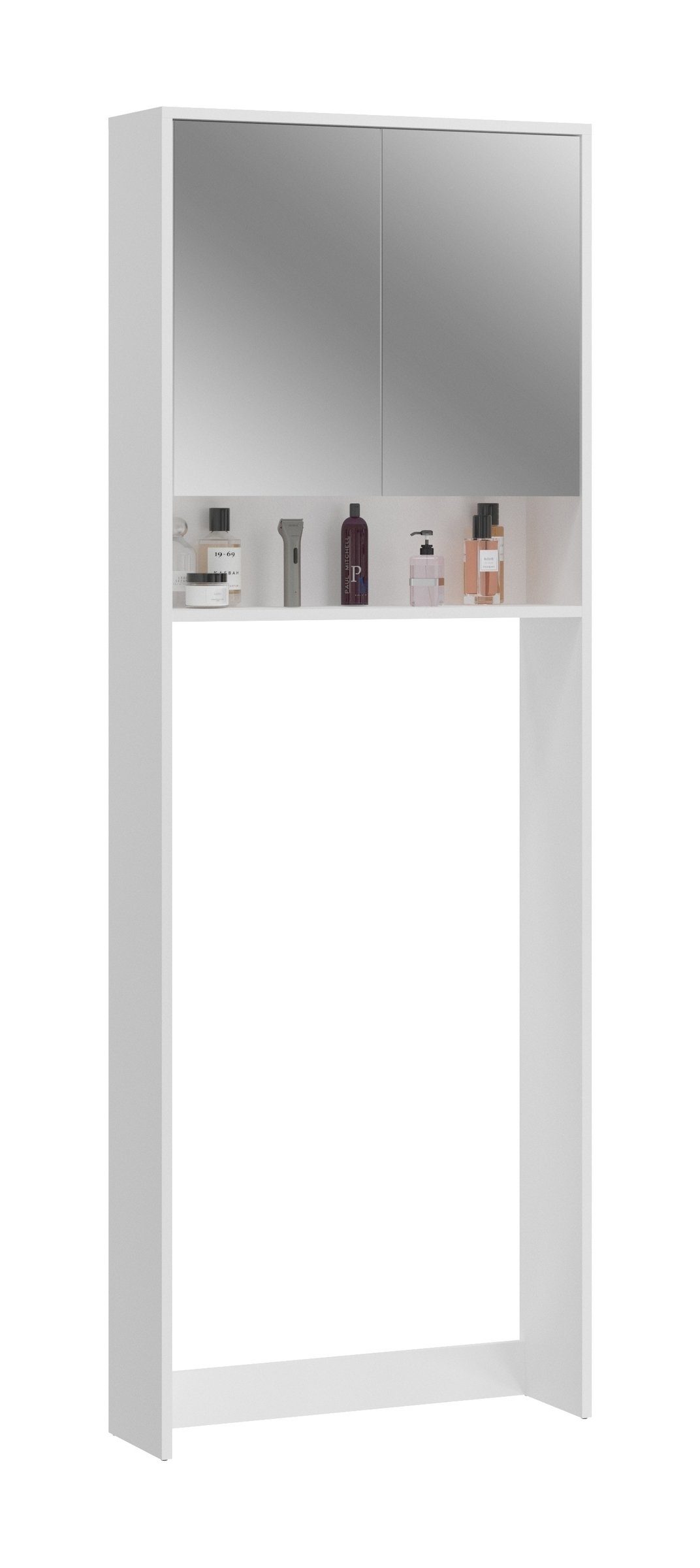3 möbelando Fächern und Roca weiß (BxHxT: 68x189x20 2 mit Türen Badezimmerspiegelschrank in cm)
