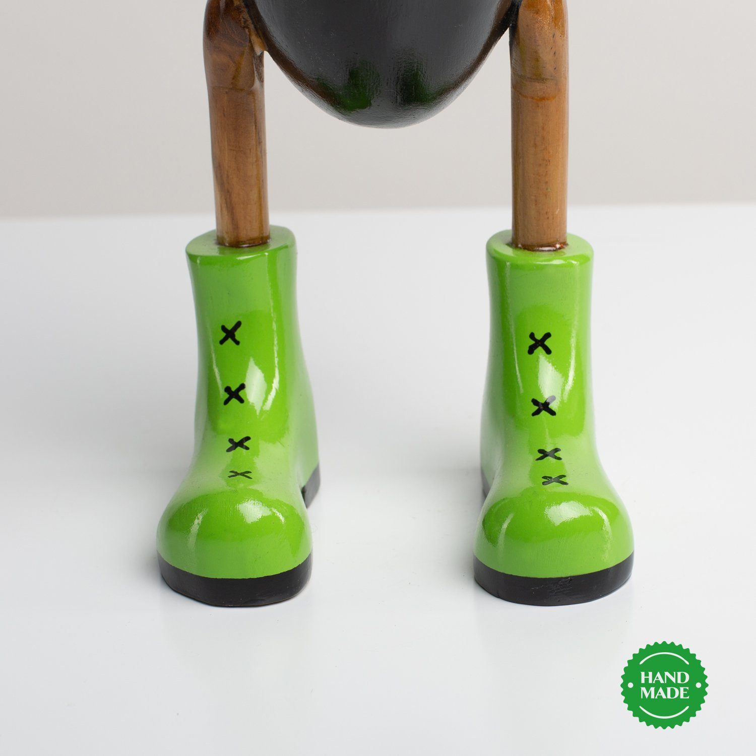 Rikmani Dekofigur Holzfigur Dekoration Stiefel Holz aus 3 - fahrrad_grün (3-er Holzarten Geschenk Ente Handgefertigte Set)