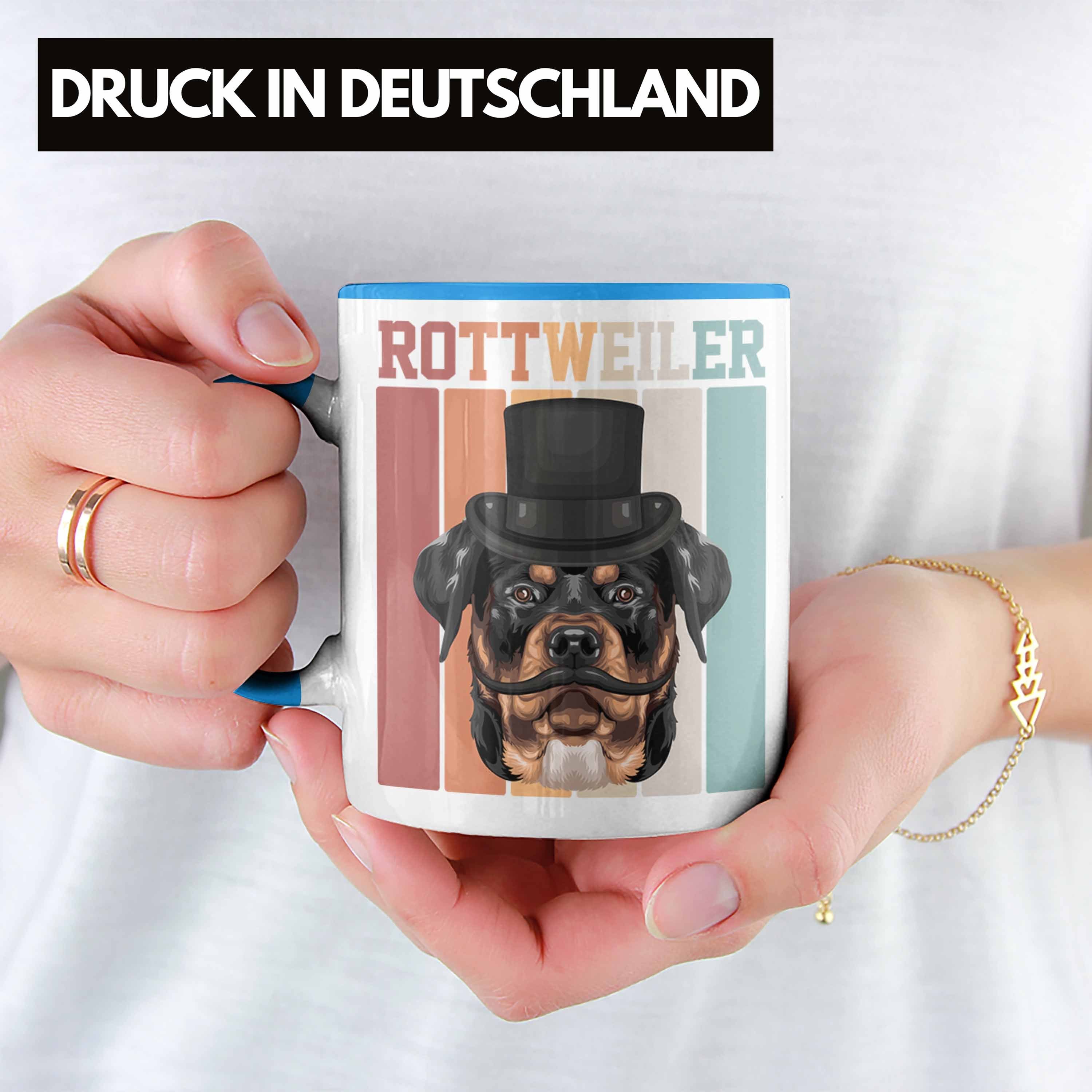 Geschenk Spruch Retro Tasse Geschenkidee Trendation Lustiger Besitzer Rottweiler Blau Tasse