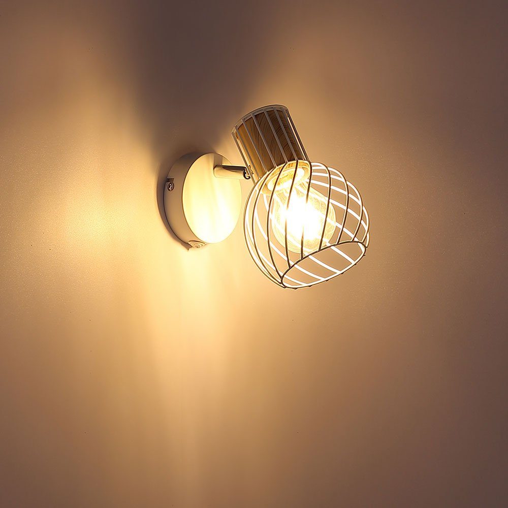GLOBO LIGHTING Wandleuchte, Leuchtmittel nicht inklusive, Wand Lampe Metall Leuchte Holz Spot Beweglich Schlaf Zimmer