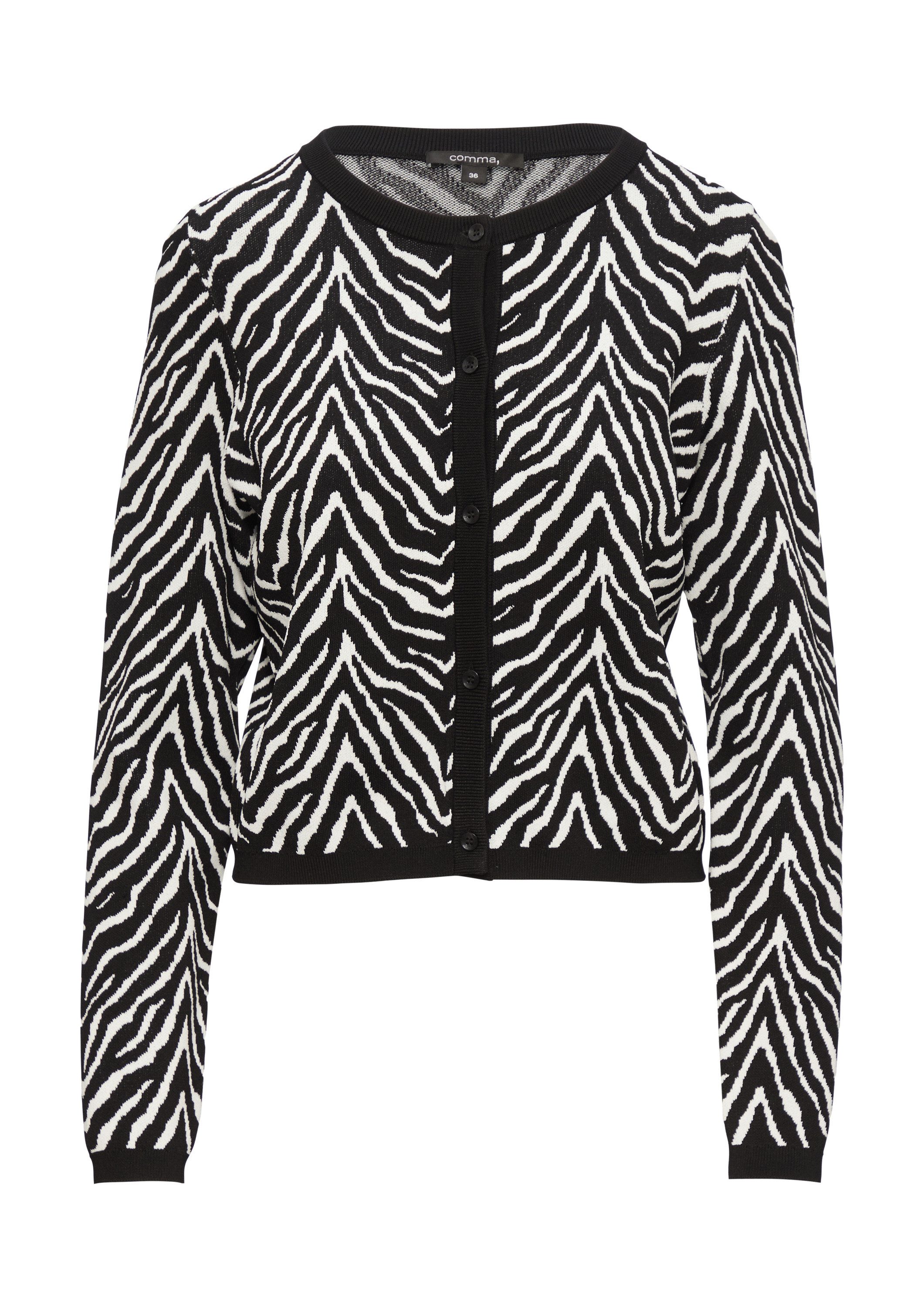 comma Cardigan Strickjacke Kurze Strickjacke mit Animal-Muster