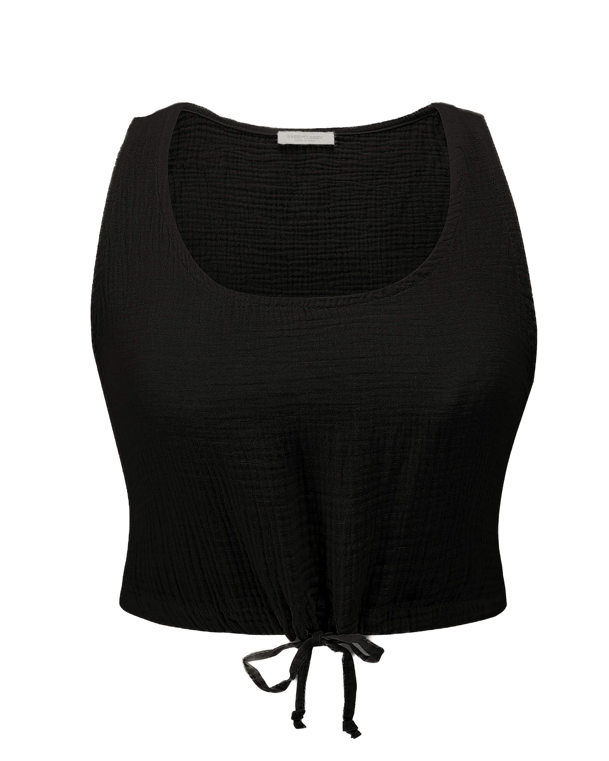 SASSYCLASSY Crop-Top Musselin Trägertop für Damen Sommerliches Musselintop günstig online kaufen
