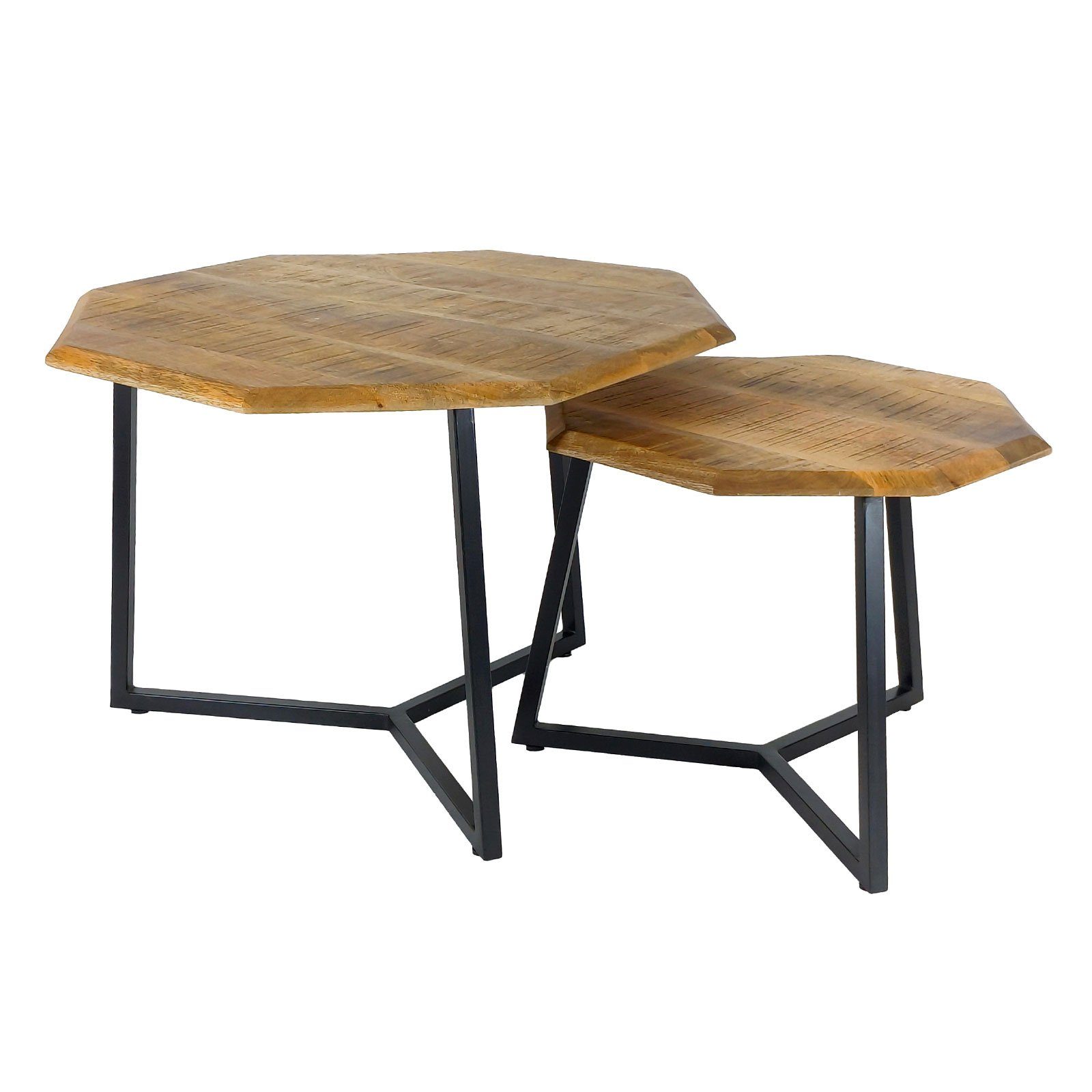Casamia Couchtisch Couchtisch Beistelltisch 2er Set Las Vegas achteckig Satztisch Metall