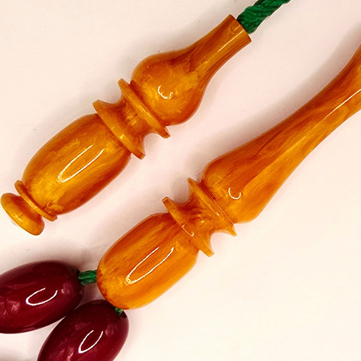 M-Punkt24 Kettenanhänger Tesbih Tespih Osmanli Benzetme (Emine Resvani inkl. Etui, Tasbeh, Tasbih, Misbah, Gebetskette), Visne, Sistem Püskül