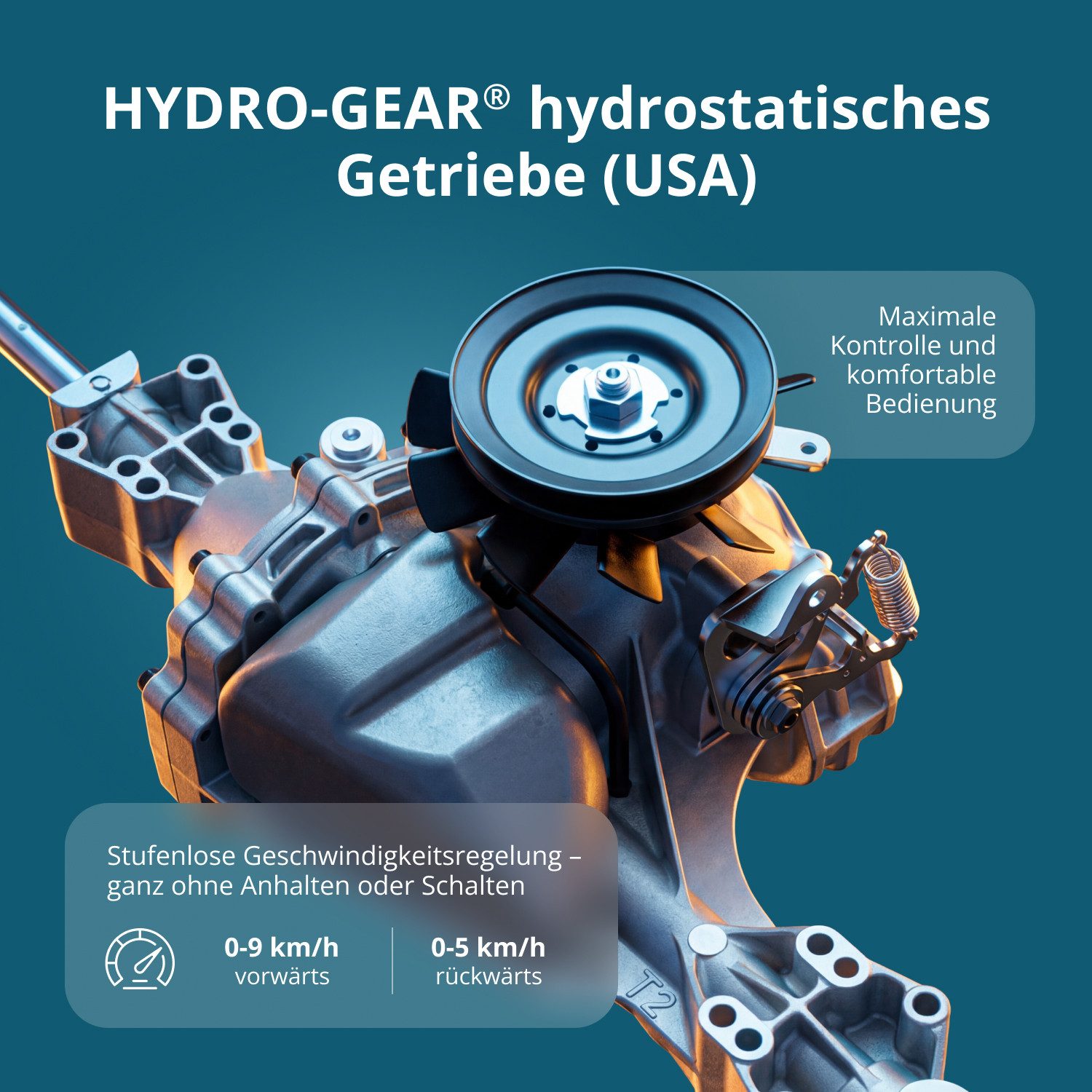 Könner & Söhnen Rasentraktor KS 98TMG-H – 98 cm, Hydrostat-Getriebe, 452 cm³ (Gusseisen-Zylinder), 98 cm Schnittbreite, 12,5 PS, Hydro-Gear, 245L Korb für bis 12000 m²
