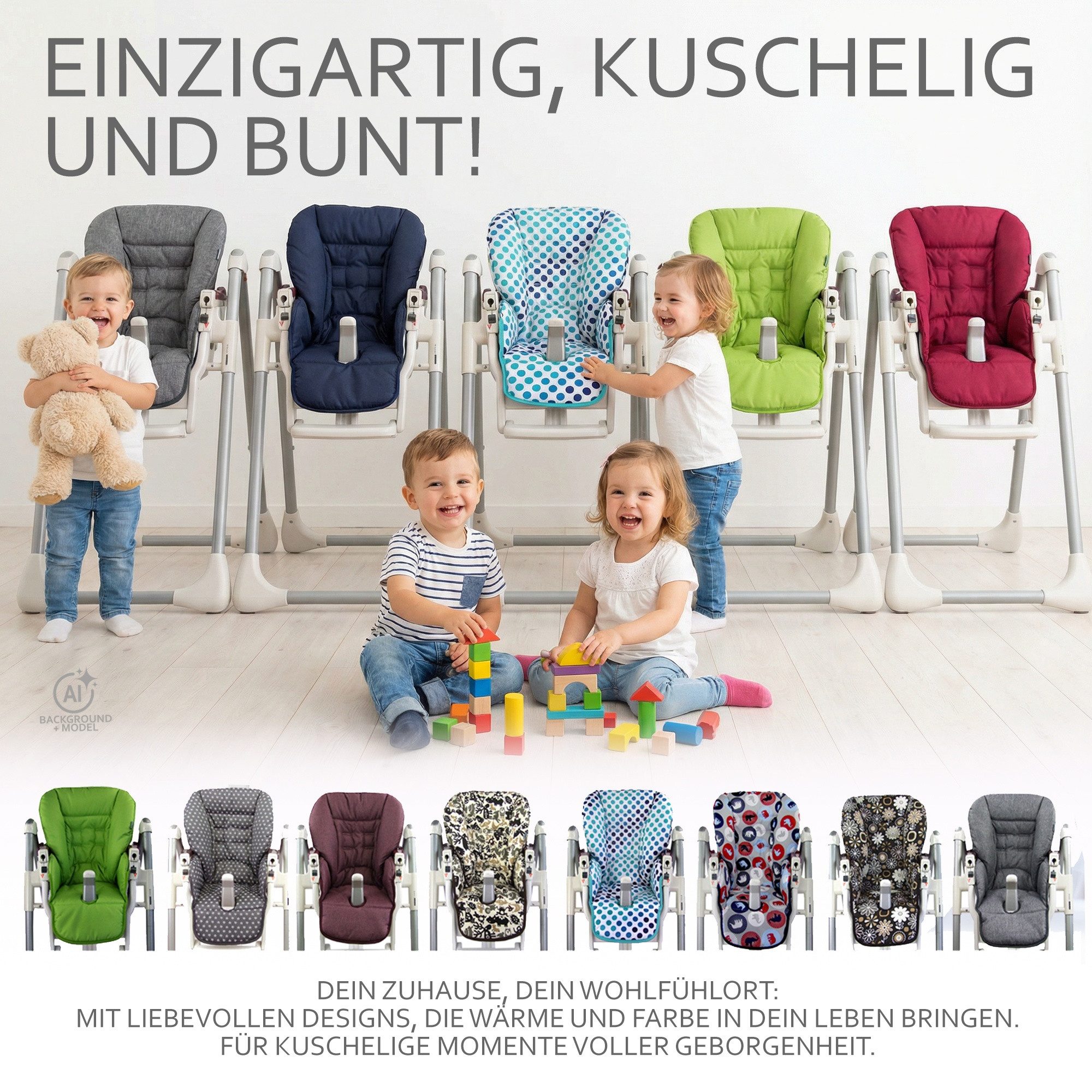 BambiniWelt by Rafael K. Hochstuhlauflage Ersatzbezug Sitzkissen kompatibel mit PEG PEREGO Prima Pappa Diner – Bild 5 von 5