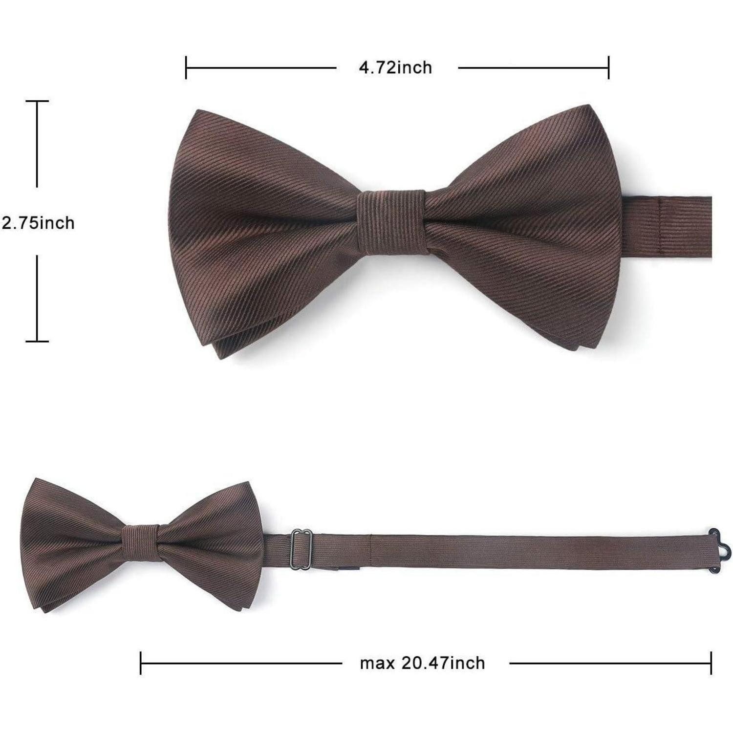 LuxusKollektion Fliege Fliege Vorgebundene Herren Einstecktuch Set Hochzeit A2-braun – Bild 3 von 5