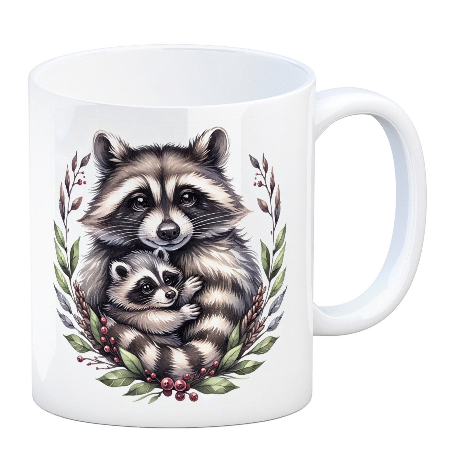 Tasse Waschbärmama mit Baby Kaffeebecher