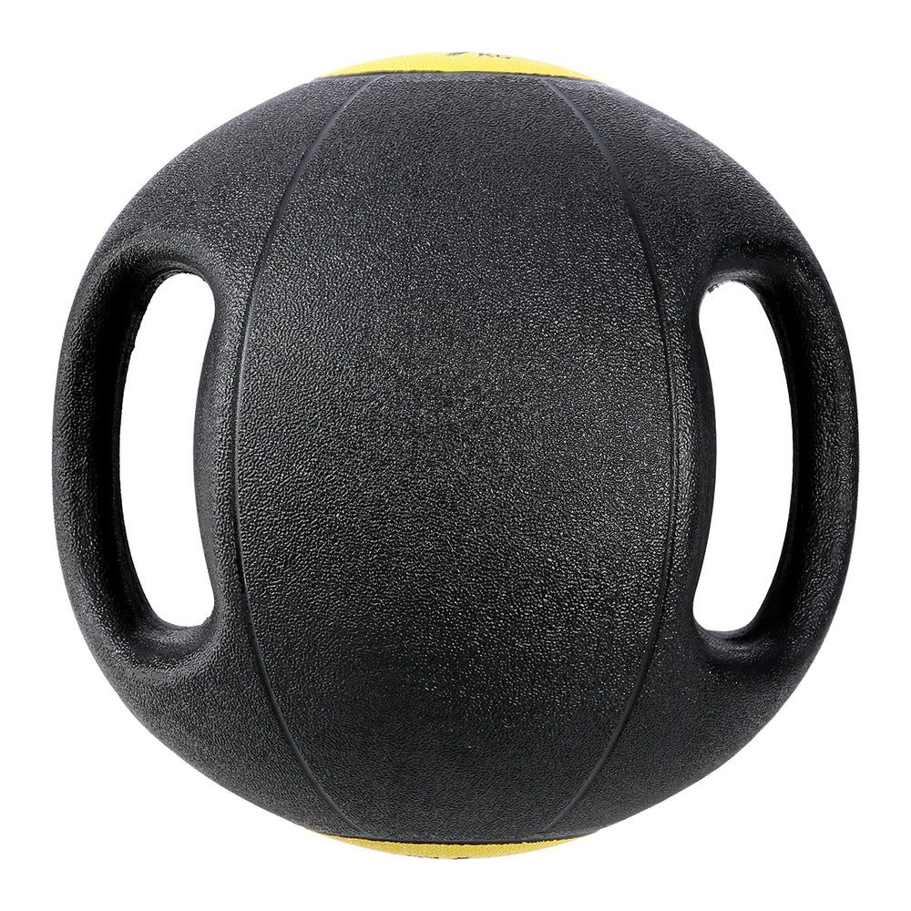 HMS Medizinball Gewichtsball Fitnessball Krafttraining (Spar-Set, 1-St., Ø 27 cm rutschfest), rutschfeste Doppelgriffe, robuster Gummi, sandgefüllt