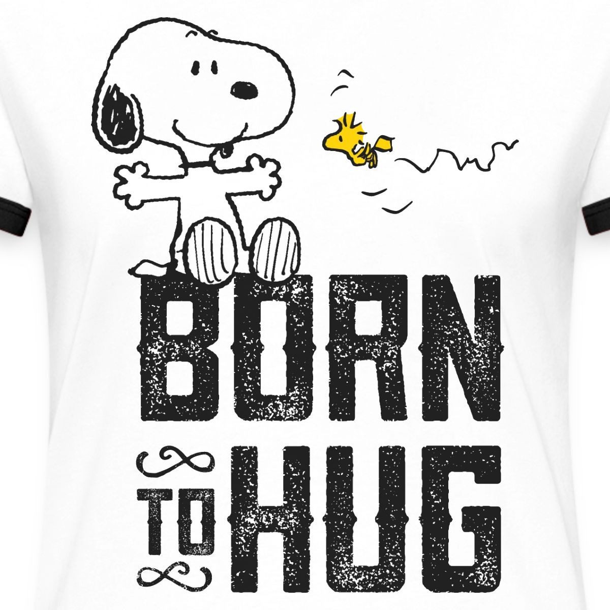 Spreadshirt T-Shirt Peanuts Snoopy Born To Hug Woodstock Frauen Kontrast T-Shirt (1-tlg)