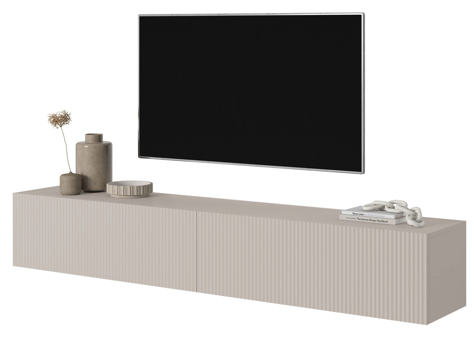 Selsey TV-Schrank VELDIO Hängeboard geriffelt, Push-to-Open, Matt-Optik, 175x30 cm