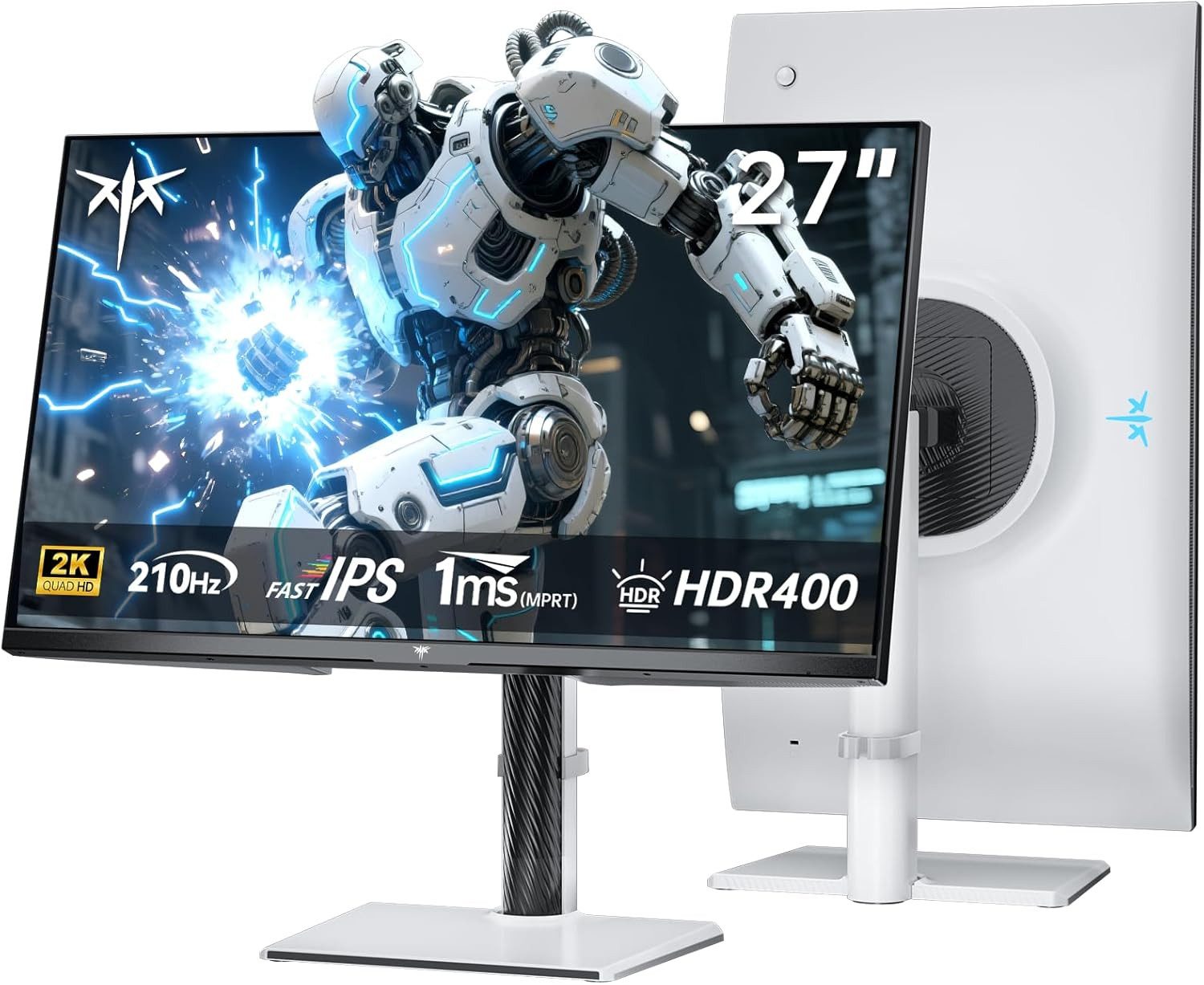 KTC H27T6, Adaptive Sync, 450 cd/ Helligkeit, Eingebaute Lautsprecher Gaming-Monitor (2560 x 1440 px, 2K QHD, 1 ms Reaktionszeit, 210 Hz, Fast IPS, 2560 * 1440 bei 200 Hz, Overdrive bis 210 Hz, HDR400)