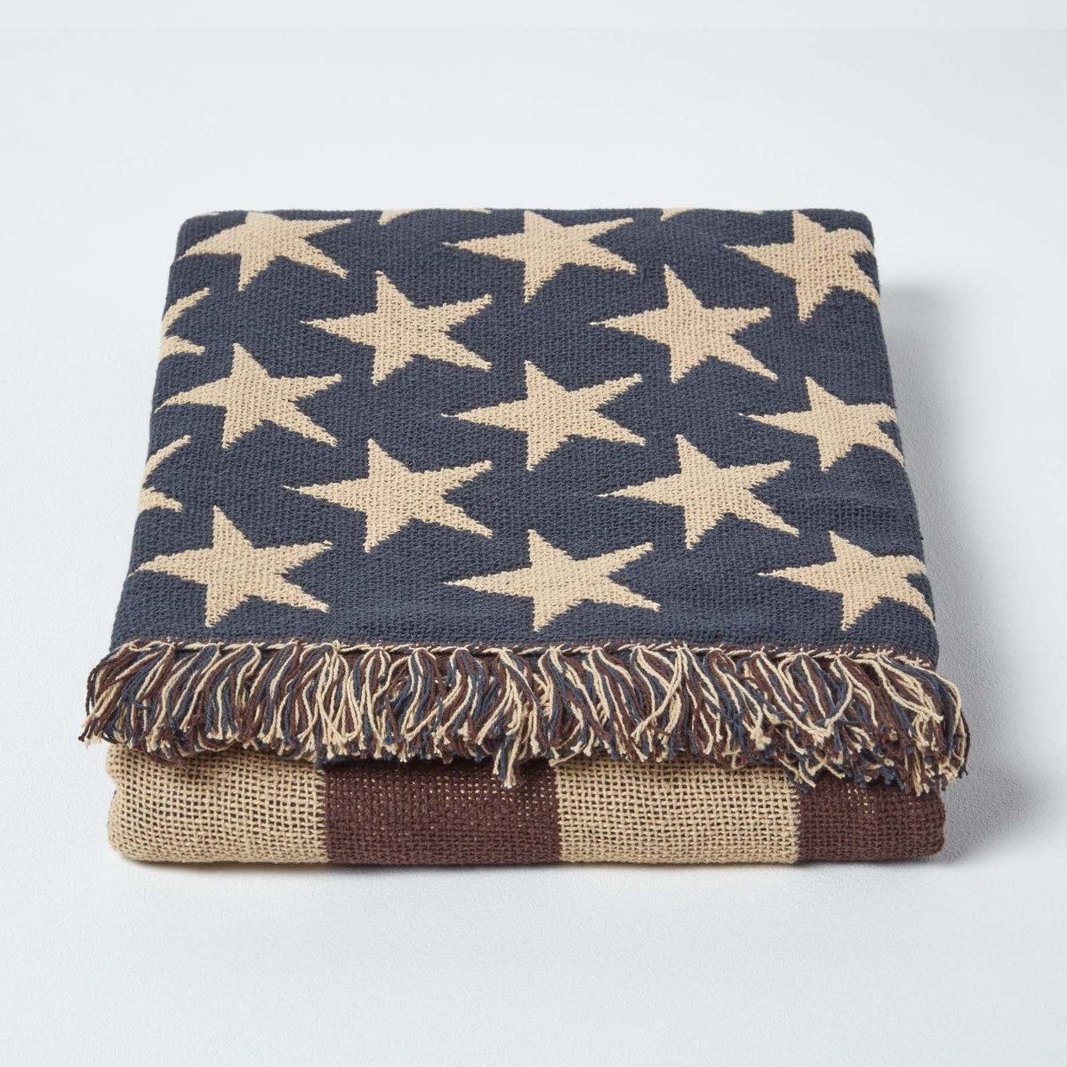 Plaid Überwurf USA-Flagge, 100% Baumwolle, 125 x 150 cm, Homescapes – Bild 2 von 5