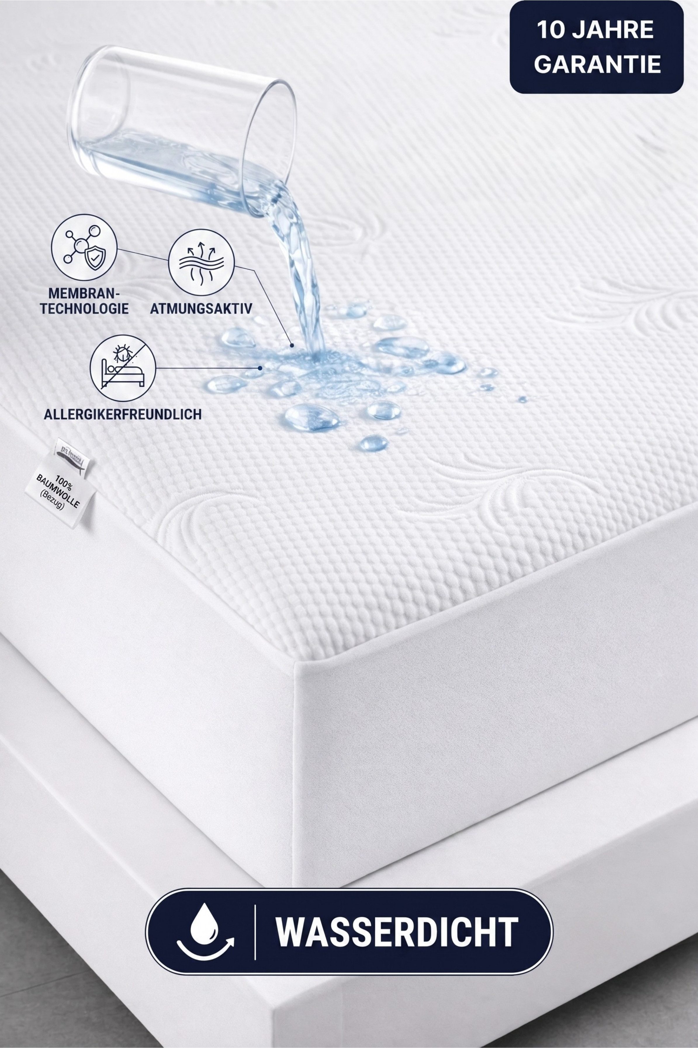 Matratzenschoner Wasserdichter Mikrofaser Matratzenschoner mit 3D-Blumensteppung Formeya