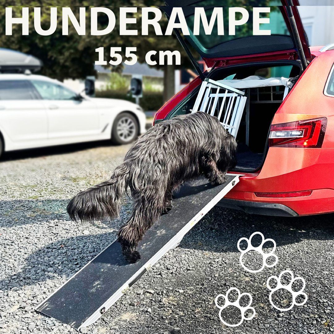 Petigi Hunderampe Auto Einstiegshilfe Hunderampe Hundetreppe Rampe Klappbar 155 x 38 cm