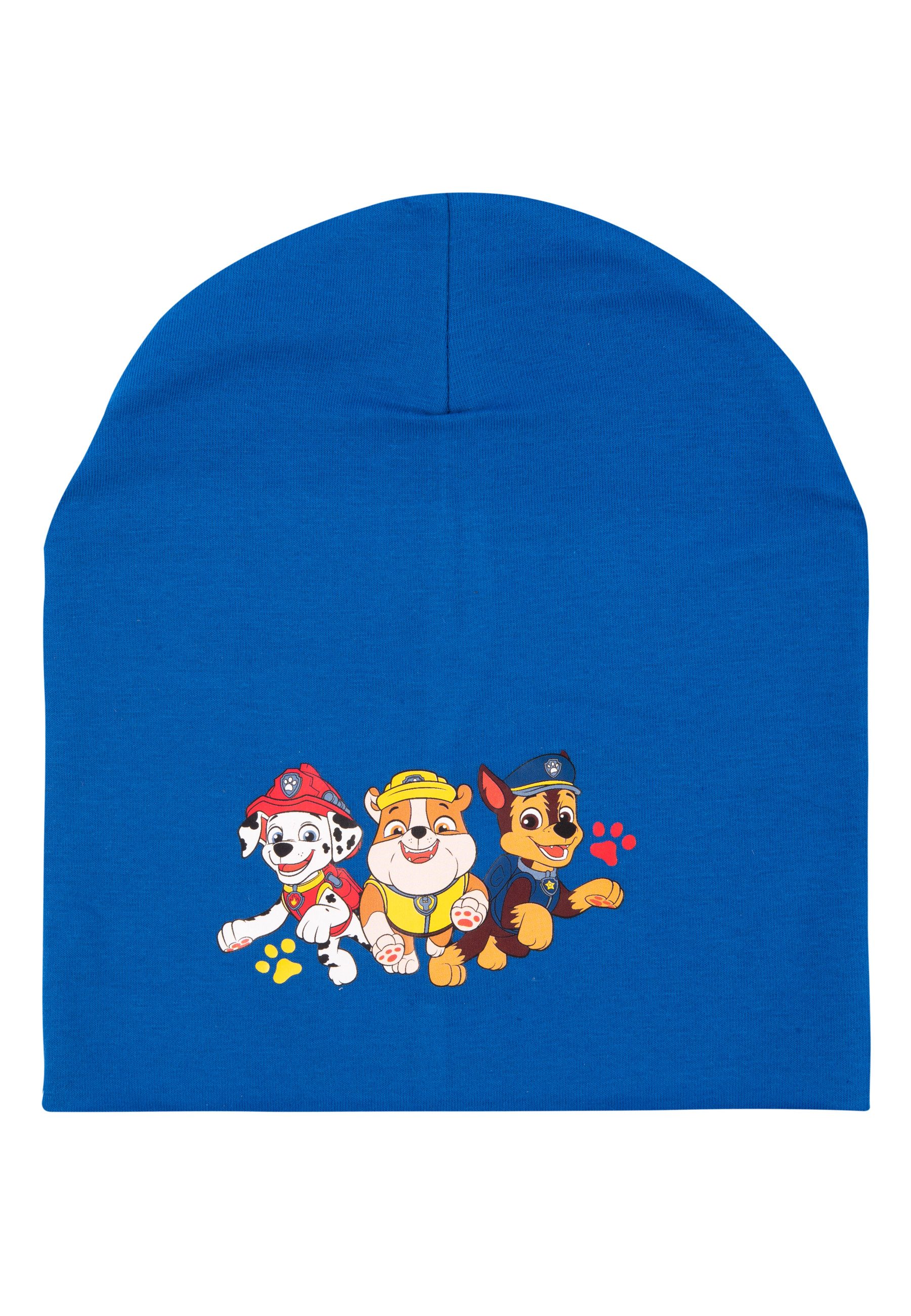 United Labels® Strickmütze Paw Patrol Strickmütze Mädchen Wintermütze Bommel Mütze Pink/Blau