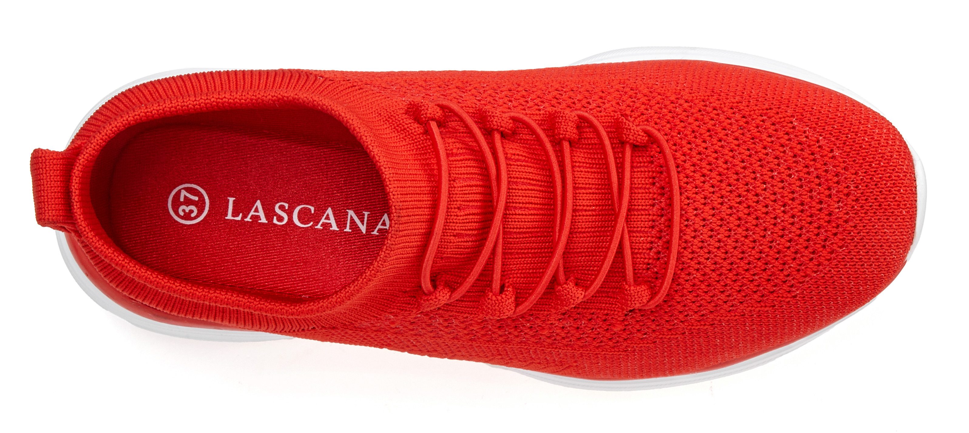 LASCANA Slipper, Halbschuh, Turnschuhe, Slip-On-Sneaker, bequem, Sneaker zum Reinschlüpfen mit elastischen Schnürbändern ultraleicht VEGAN