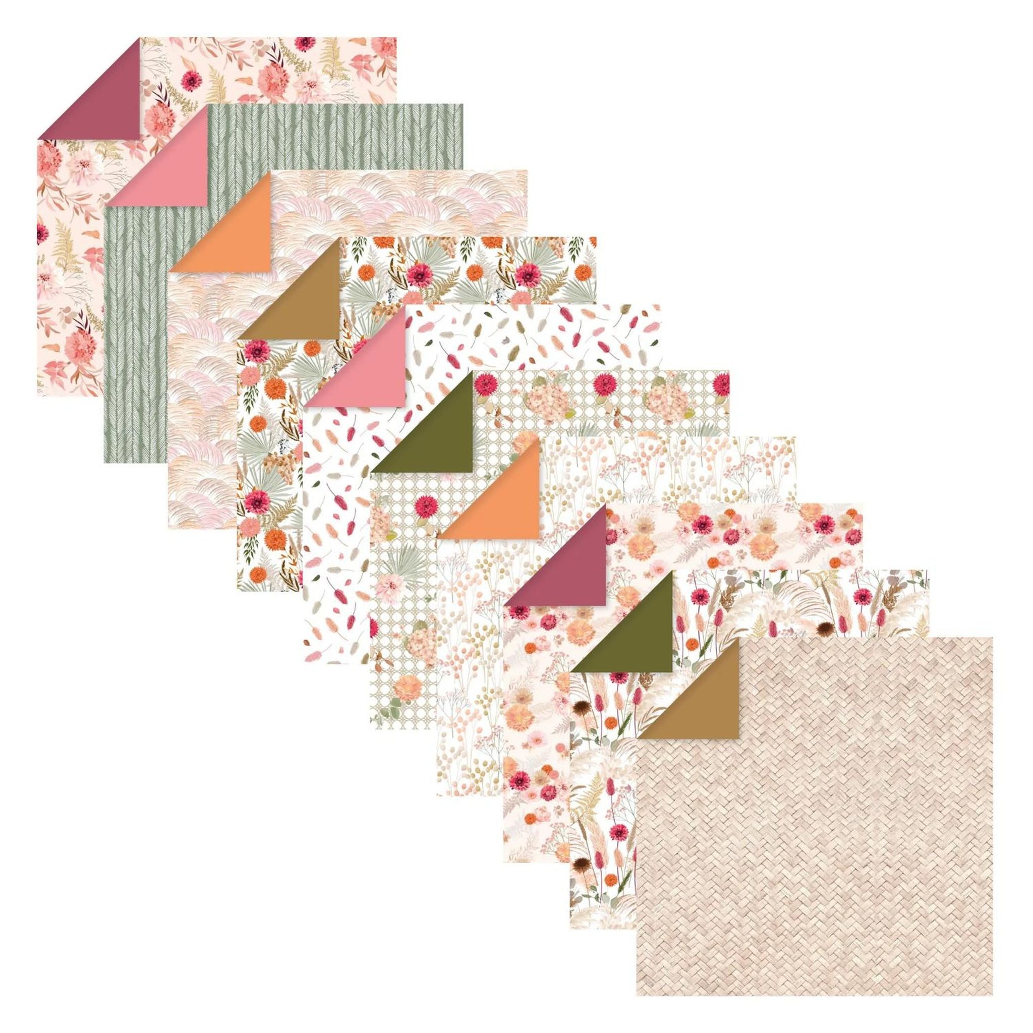 CLAIREFONTAINE Bastelkartonpapier Clairefontaine ORIGAMI 60Bl 3Formate Trockenblumen