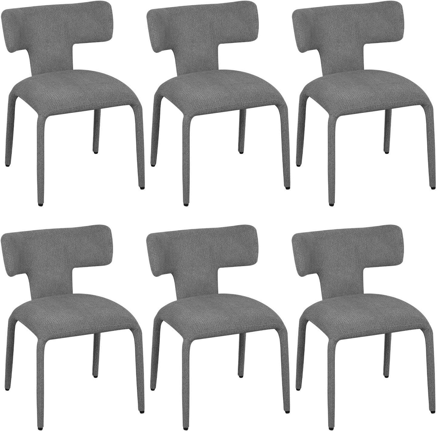 Woltu 4-Fußstuhl (6 St), aus Leinen, mit Rückenlehne & Metallgestell, 150 kg belastbar