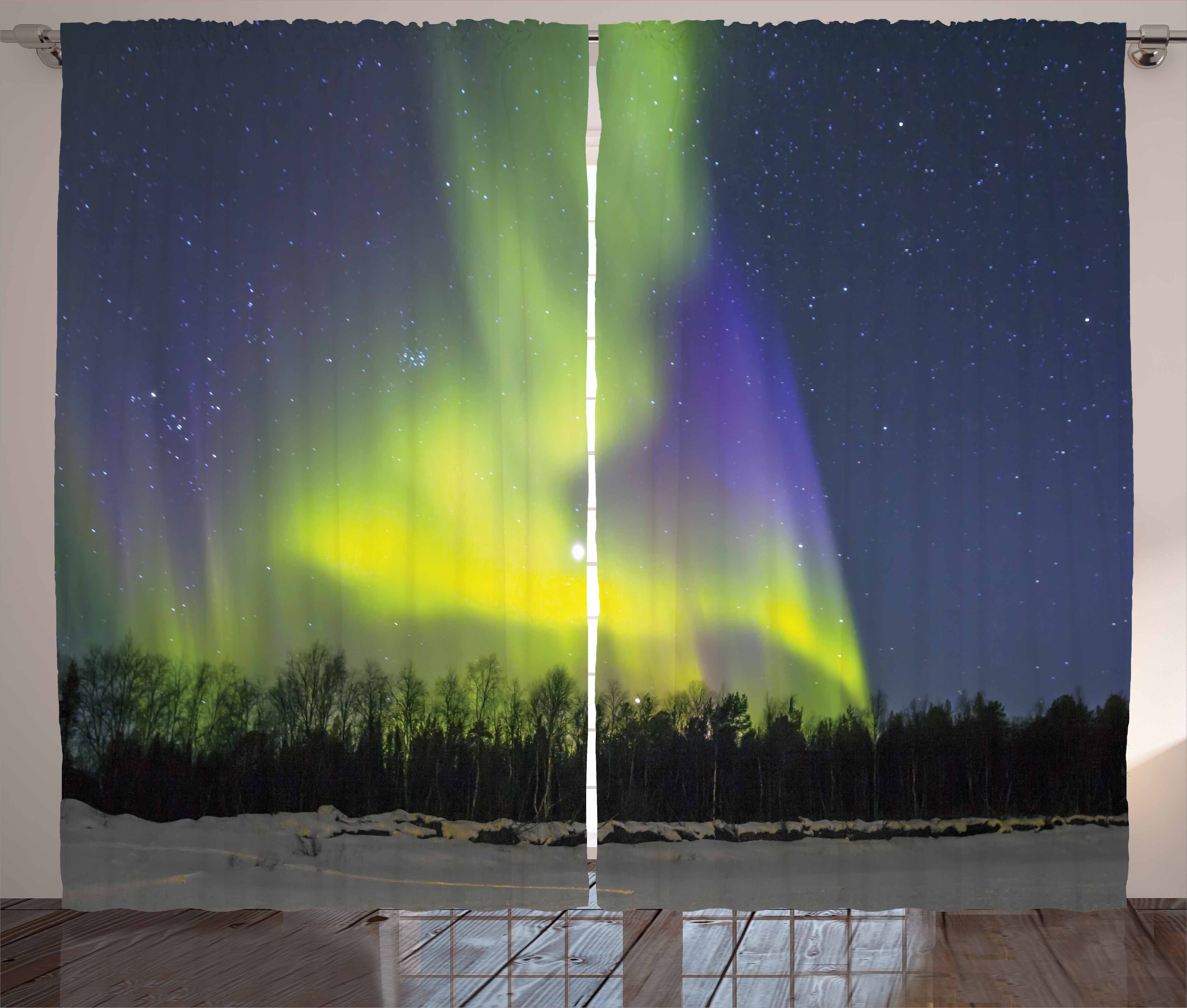 Aurora Borealis mit Vorhang Wald Schlaufen Abakuhaus, Kräuselband und Gardine Haken, Alaska Schlafzimmer