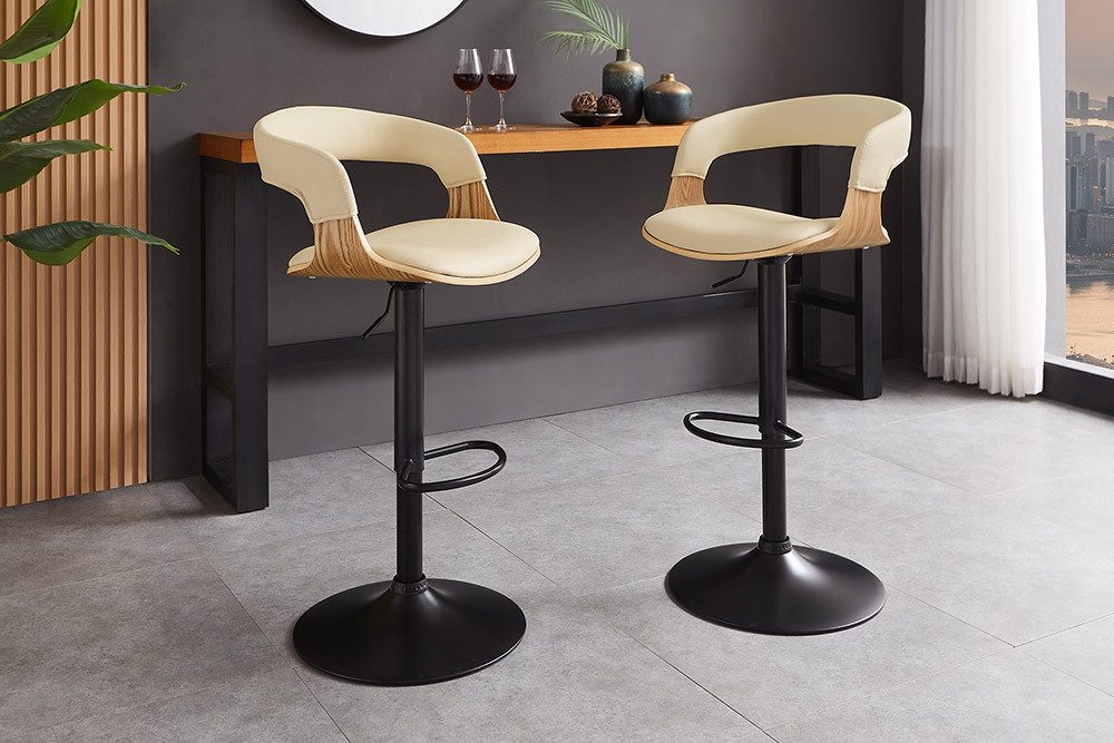 riess-ambiente Barhocker MANHATTAN creme beige/natur/schwarz - höhenverstel günstig online kaufen