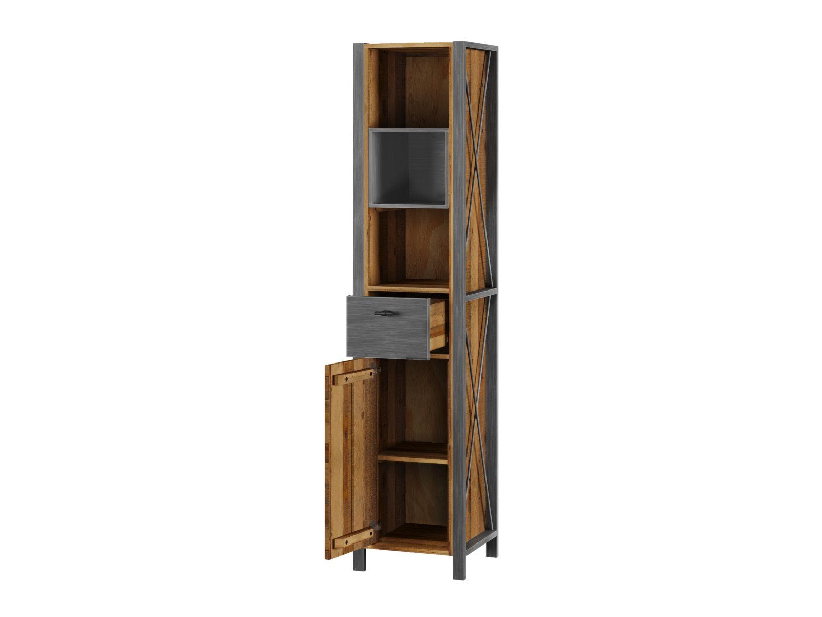 massivum Badmöbel-Set Detroit Holz Metall- Mix Badezimmer