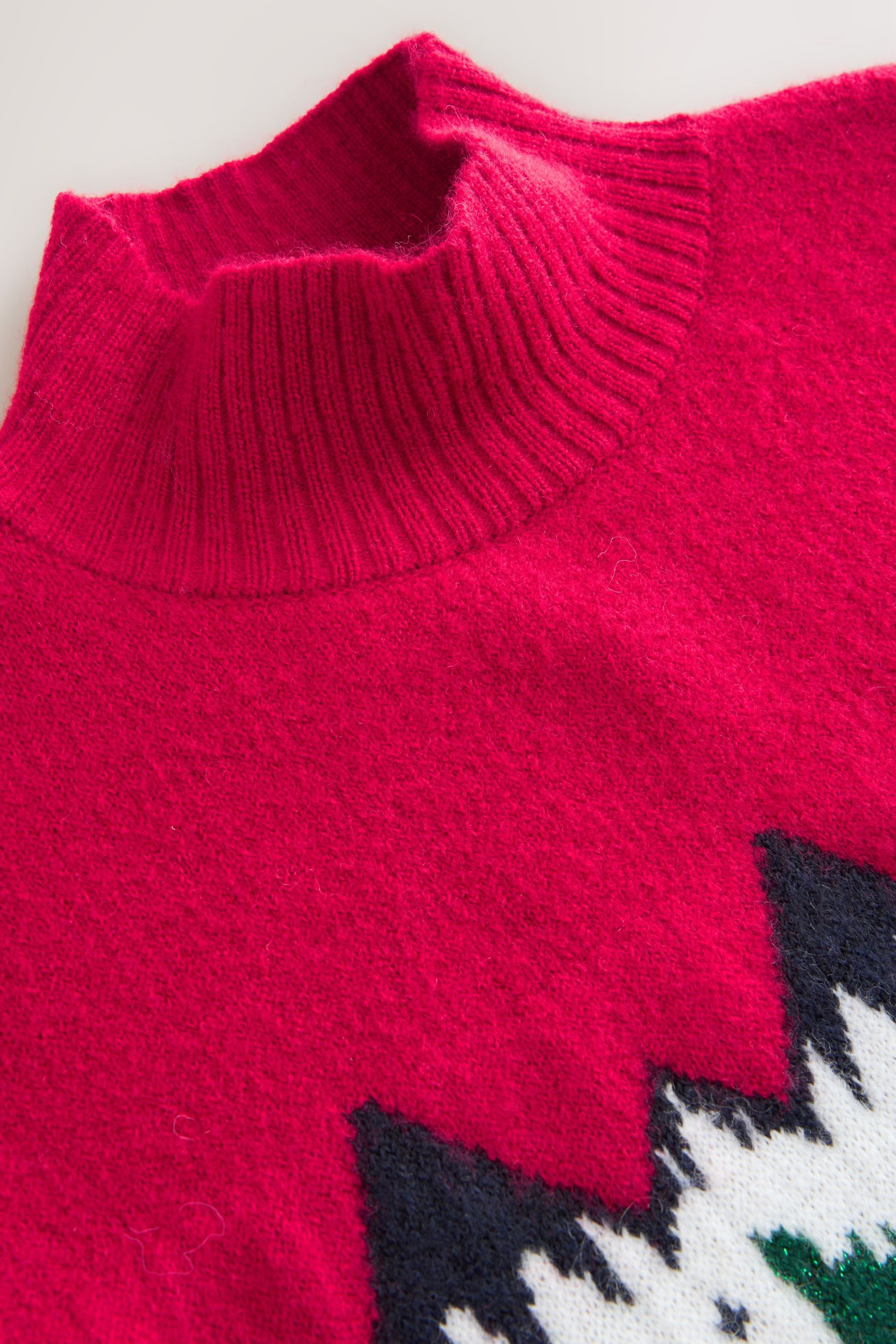 Next Strickpullover Langärmeliger Weihnachtspullover, Kurzgröße (1-tlg)