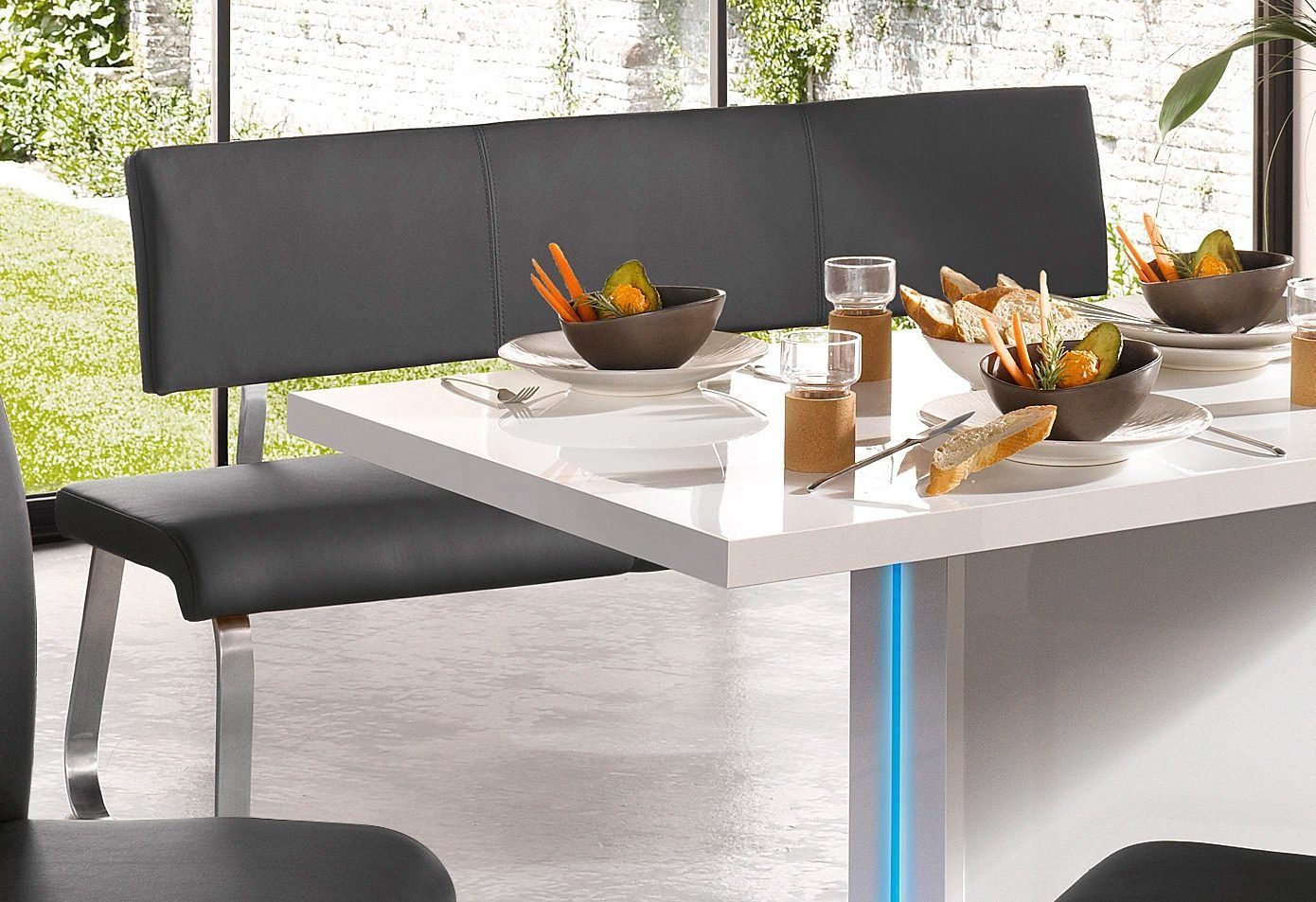 MCA furniture Polsterbank Arco, belastbar Kg, 280 bis verschiedenen Breiten in grau Echtleder
