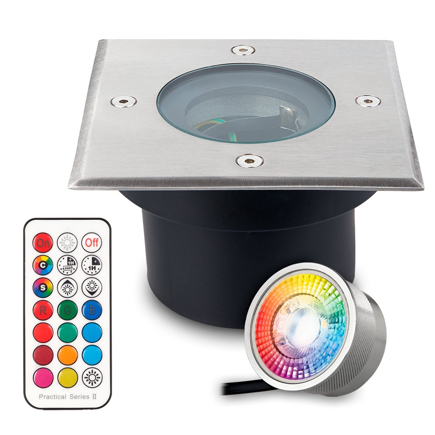 LEDANDO LED Einbaustrahler 3er LED tauschbarem Pack Leuch Flacher mit RGB Bodeneinbaustrahler RGB