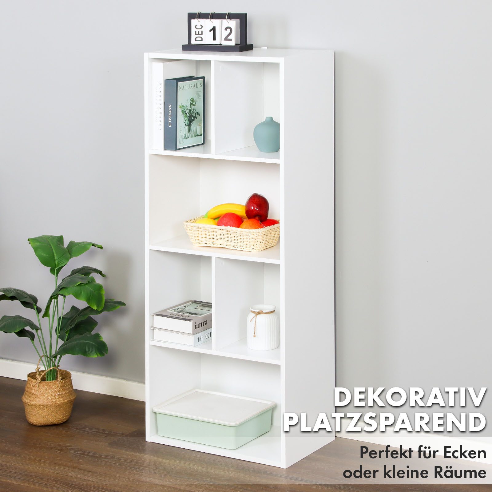 Floordirekt Bücherregal California, platzsparendes Regal aus Holzwerkstoff mit Kipp-Sicherung, 6 Fächer 1-tlg., Standregal 50 x 29 x 121 cm mit Montagematerial und offenen Fächern