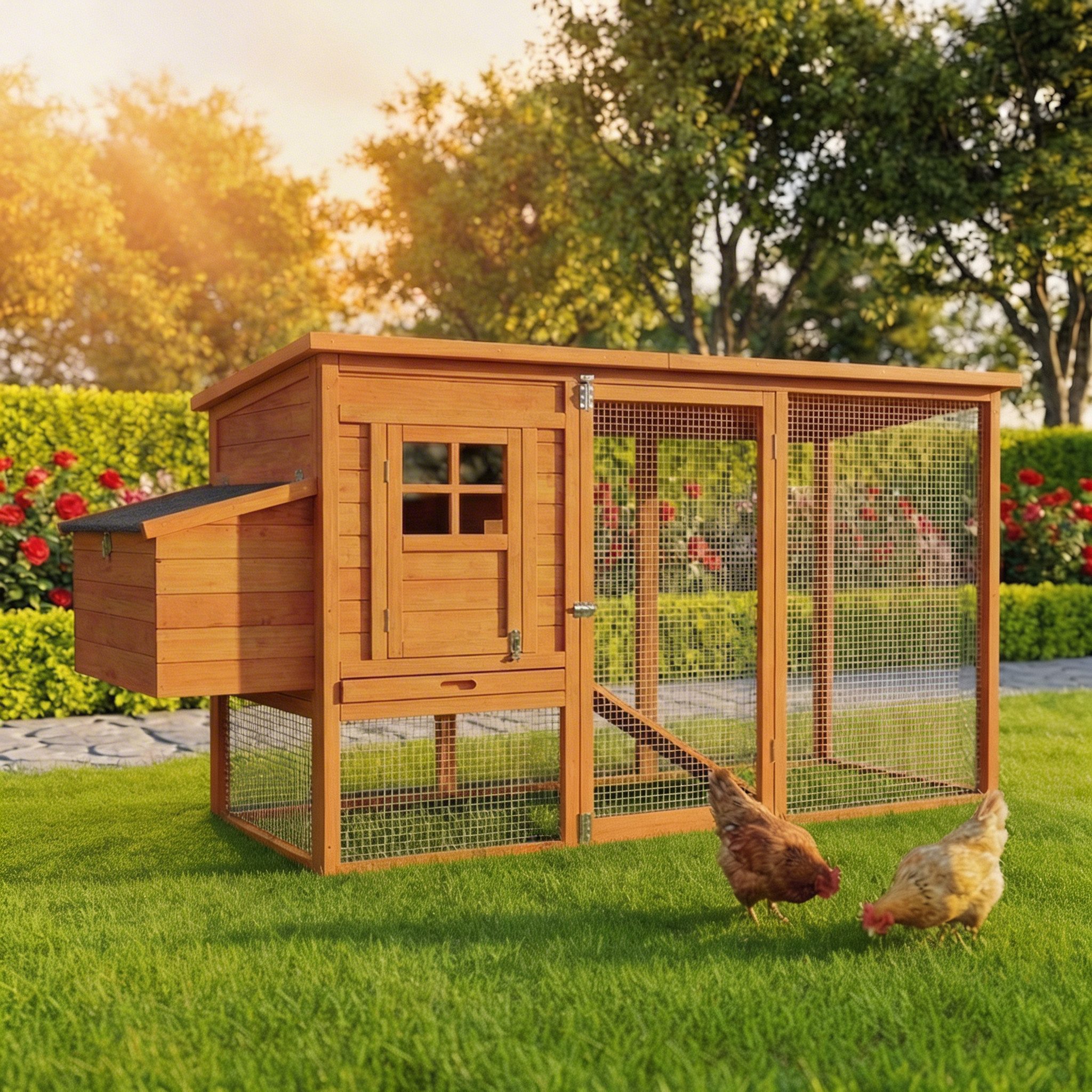 Hühnerstall Kleintierstall MH-04 für 3-4 Hühner - Wetterbeständig - Kiefernholz