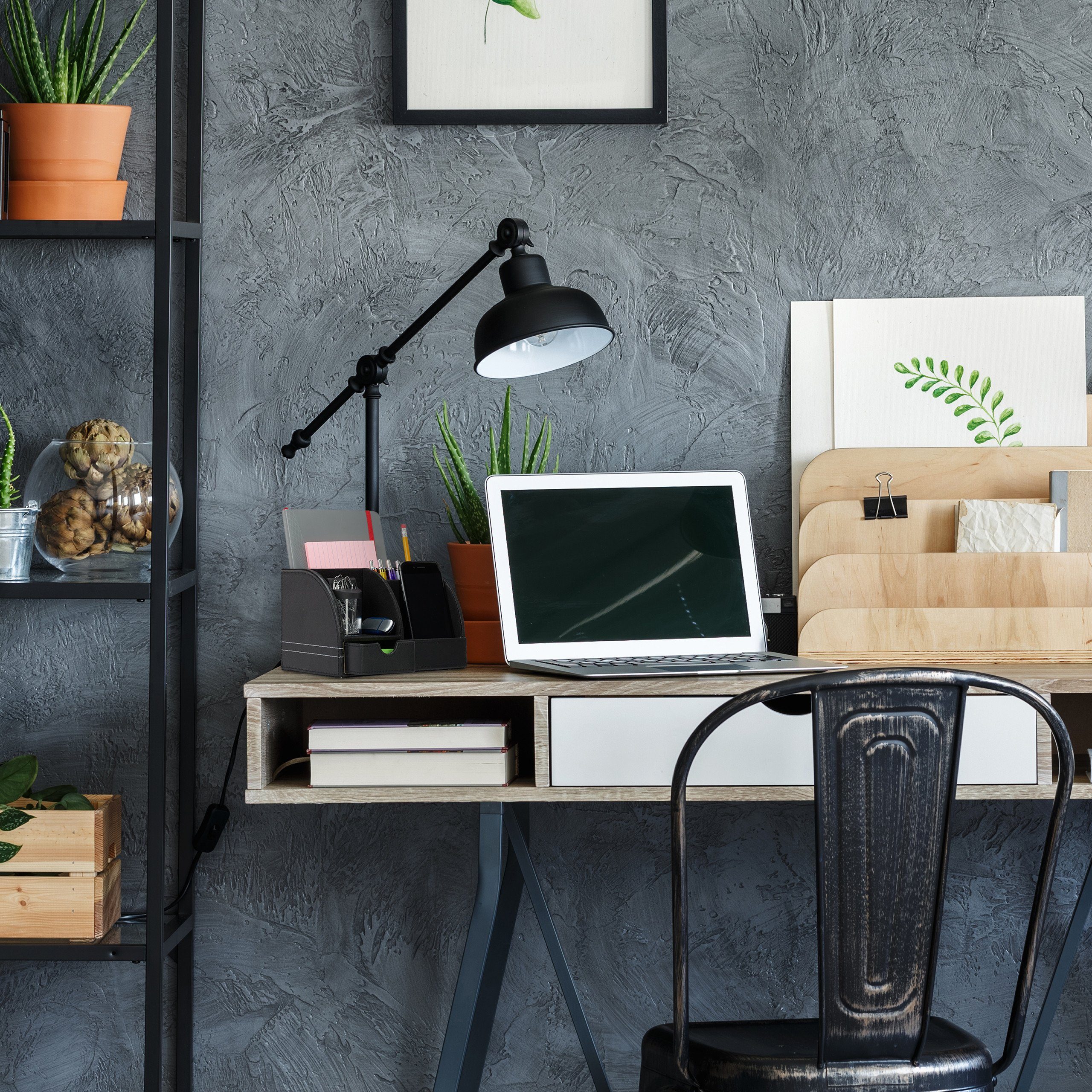 Schreibtischaufsatz Schwarz Kunstleder, relaxdays Schreibtischorganizer