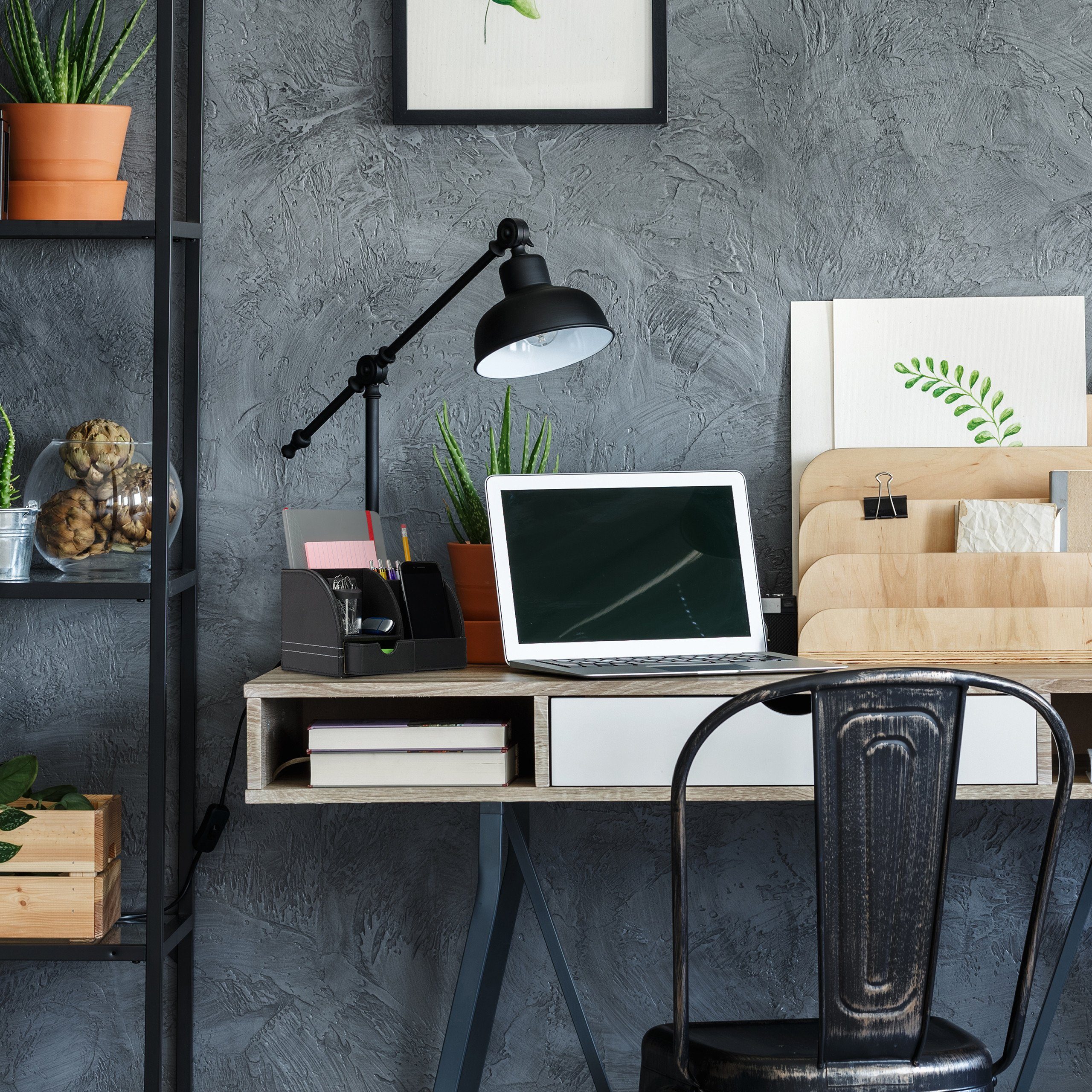 relaxdays Schreibtischaufsatz Schreibtischorganizer Kunstleder, Schwarz günstig online kaufen