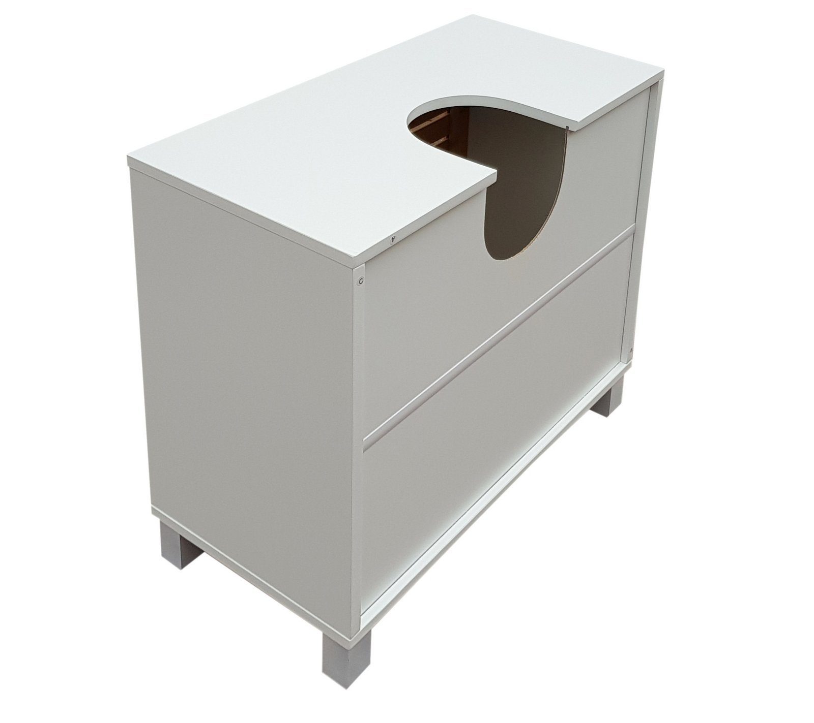 osoltus Badregal osoltus Bad Waschbecken Unterschrank Kopenhagen Bambus Holz Weiß – Bild 3 von 5