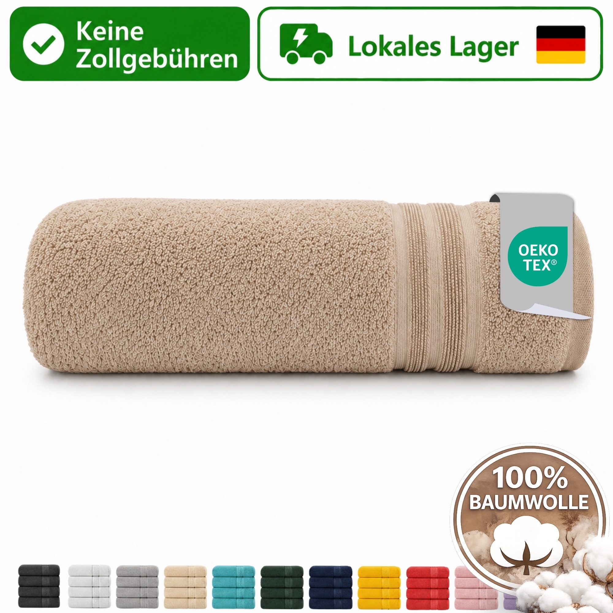 Komfortec Handtücher 1er 100% Baumwolle, saugfähig, 4 Größen, 15 Farben, 470g/m², 100% Baumwolle (1-St)